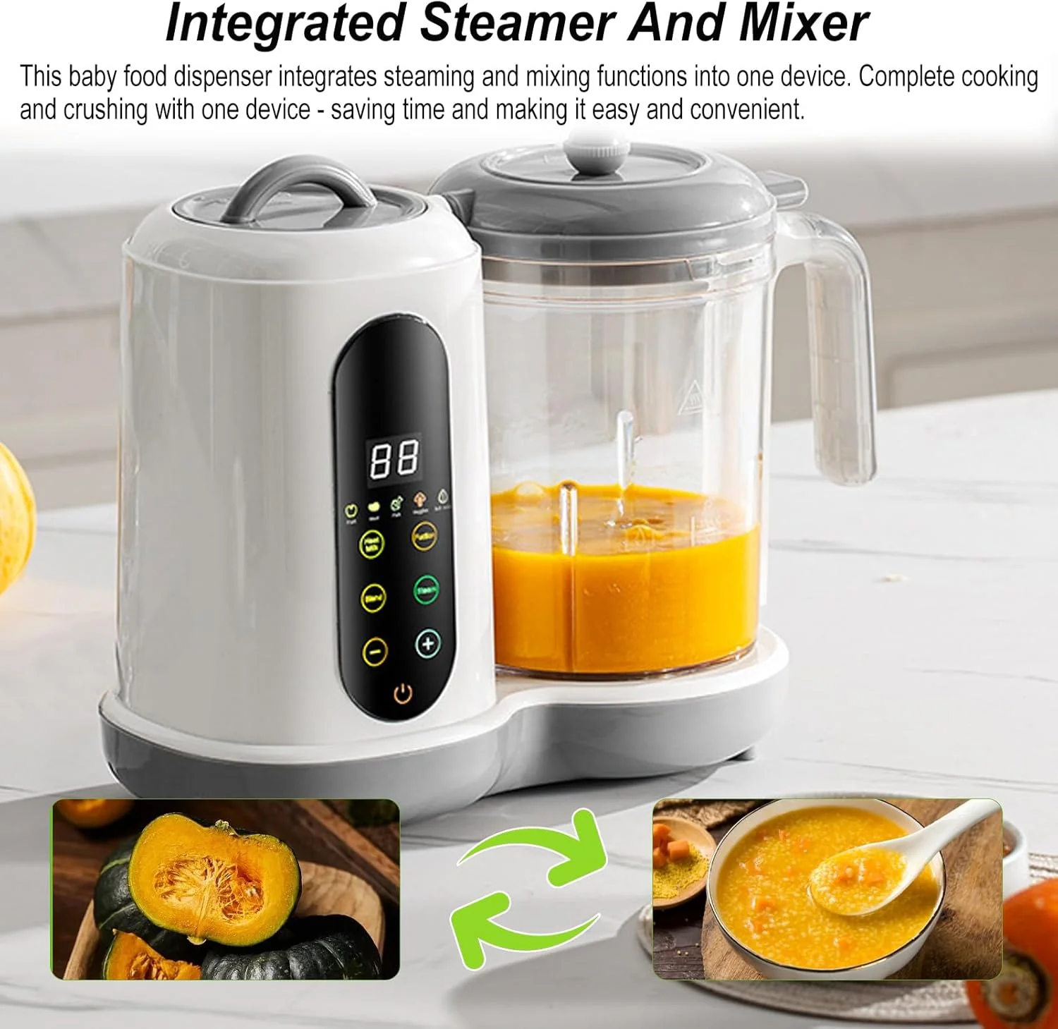 Babynahrungszubereiter, Multifunktions Baby Food Maker mit Dämpfen, Mixen & Erwärmen, Babybrei Zuber - Image 6
