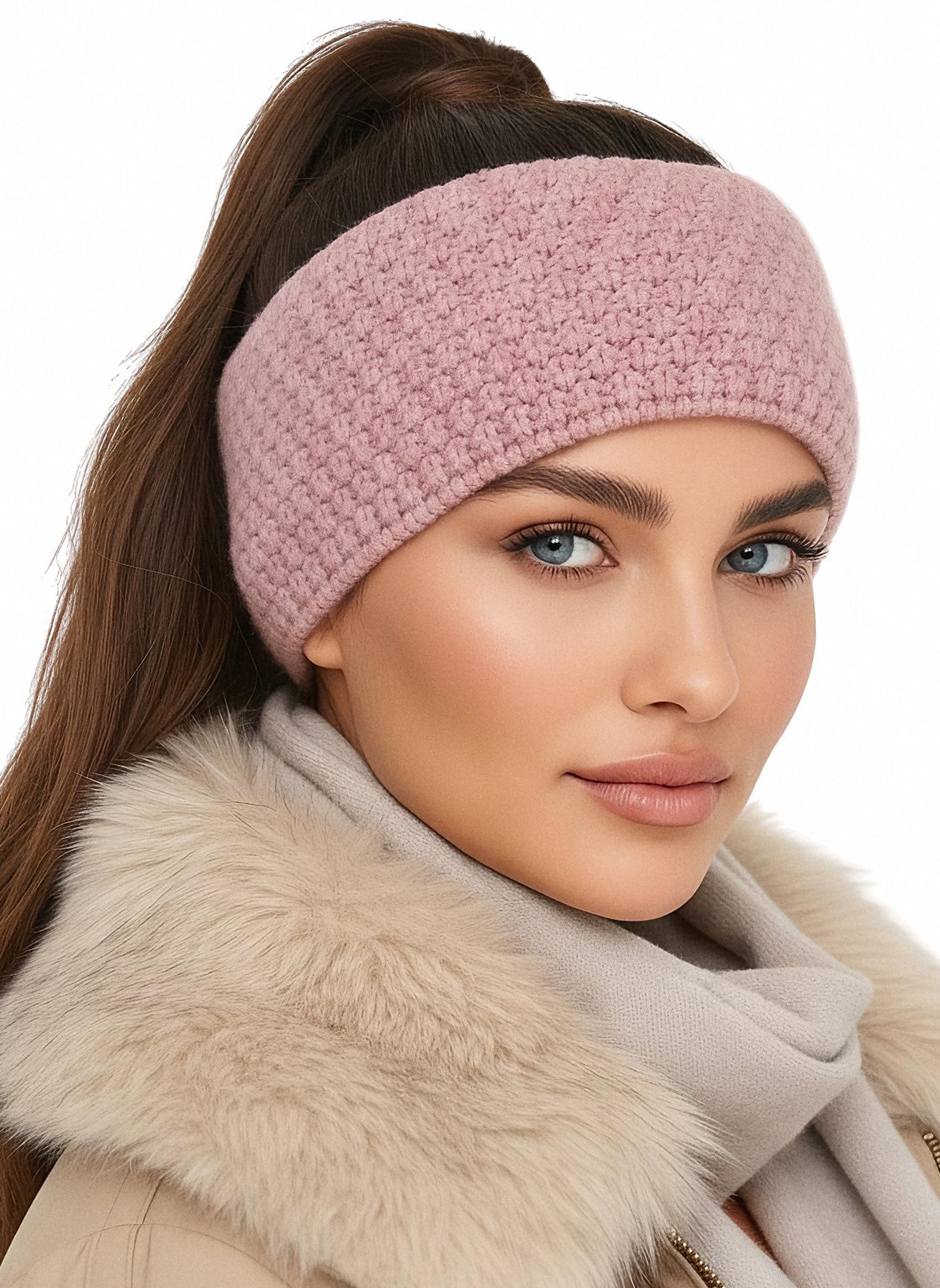 Baesics Stirnband Rosa für Damen & Herren – warme & elastische Unisex Ohrenwärmer mit Fleecefutter -
