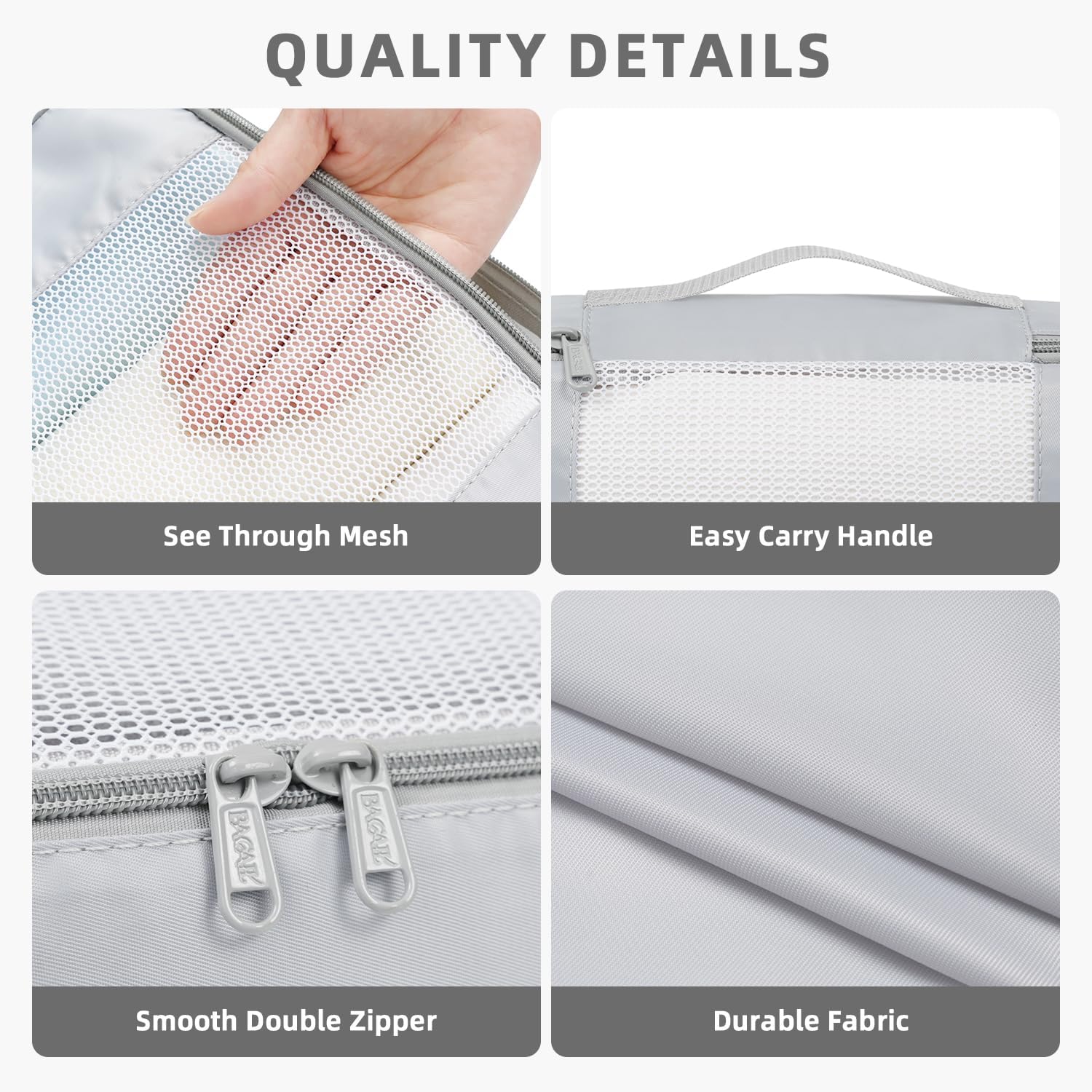 BAGAIL 6er-Set Packwürfel in verschiedenen Grössen Packorganizer für Reisezubehör Gepäck Handgepäck - Image 5