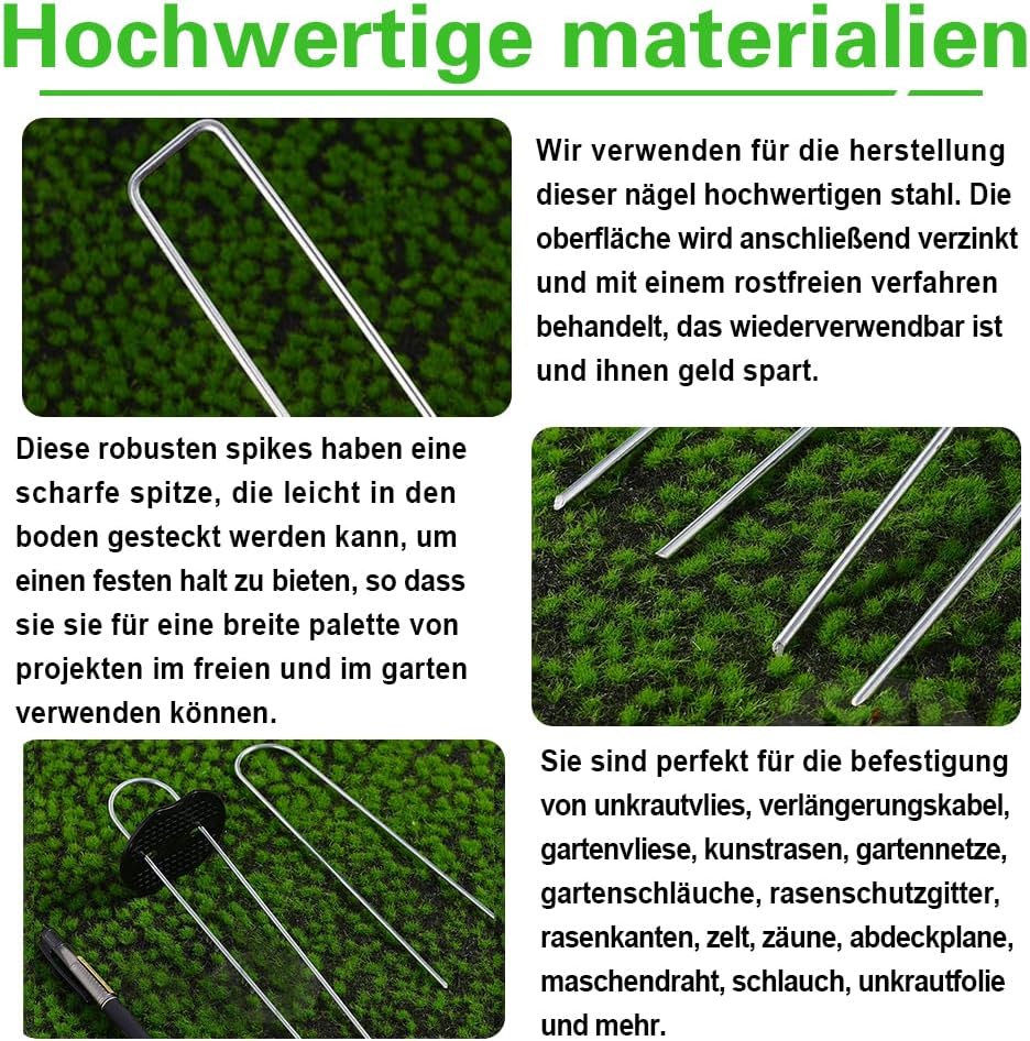 Bakulyor 100 Stück Erdanker + 100 Stück Unterlegscheiben, Erdanker Verzinkt Für Unkrautvlies, Stahl - Image 7