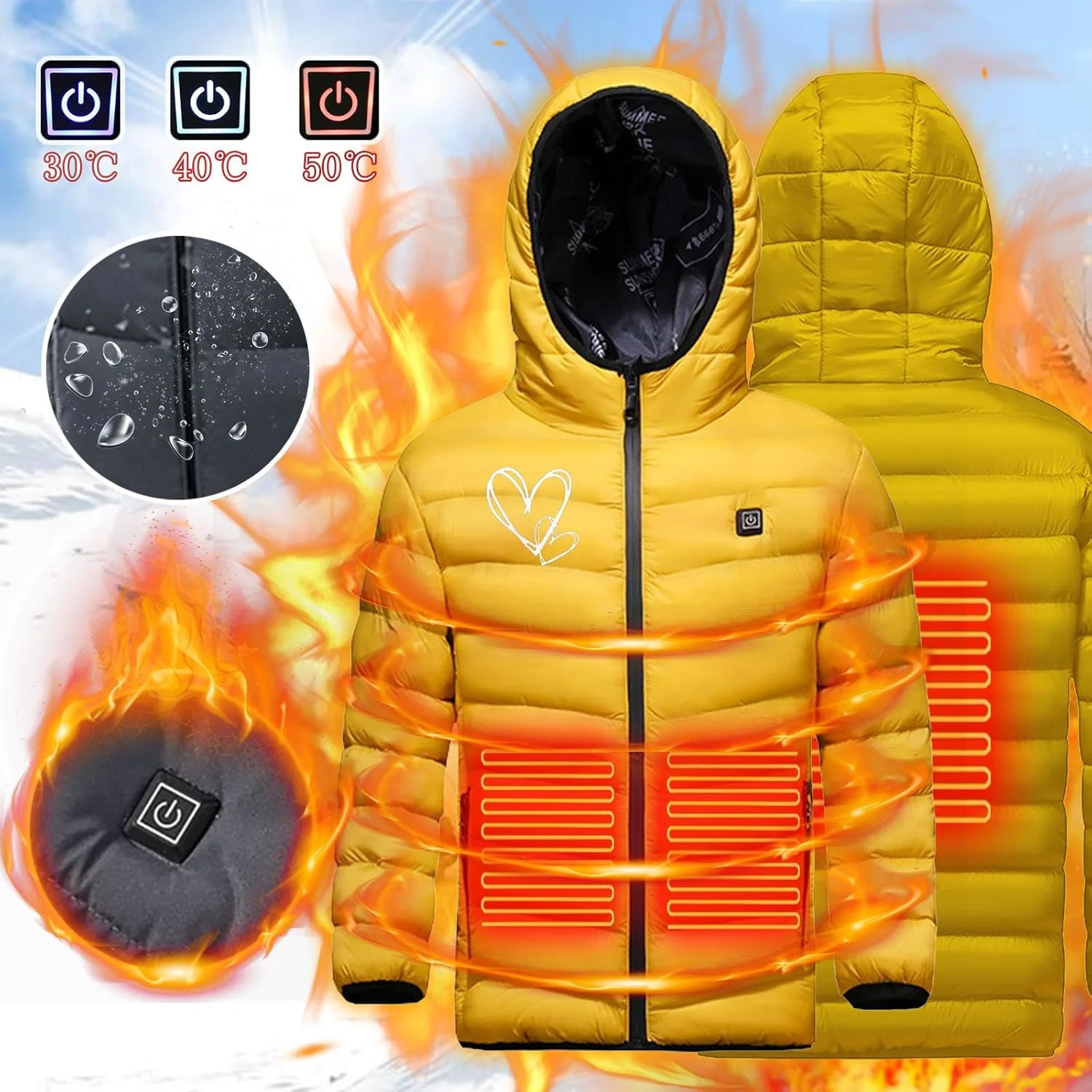 Battnot Elektrische Heizjacke Kinder Beheizbare Jacke USB Wärmejacke mit 3 Heizstufen, Beheizbare Ka - Image 2
