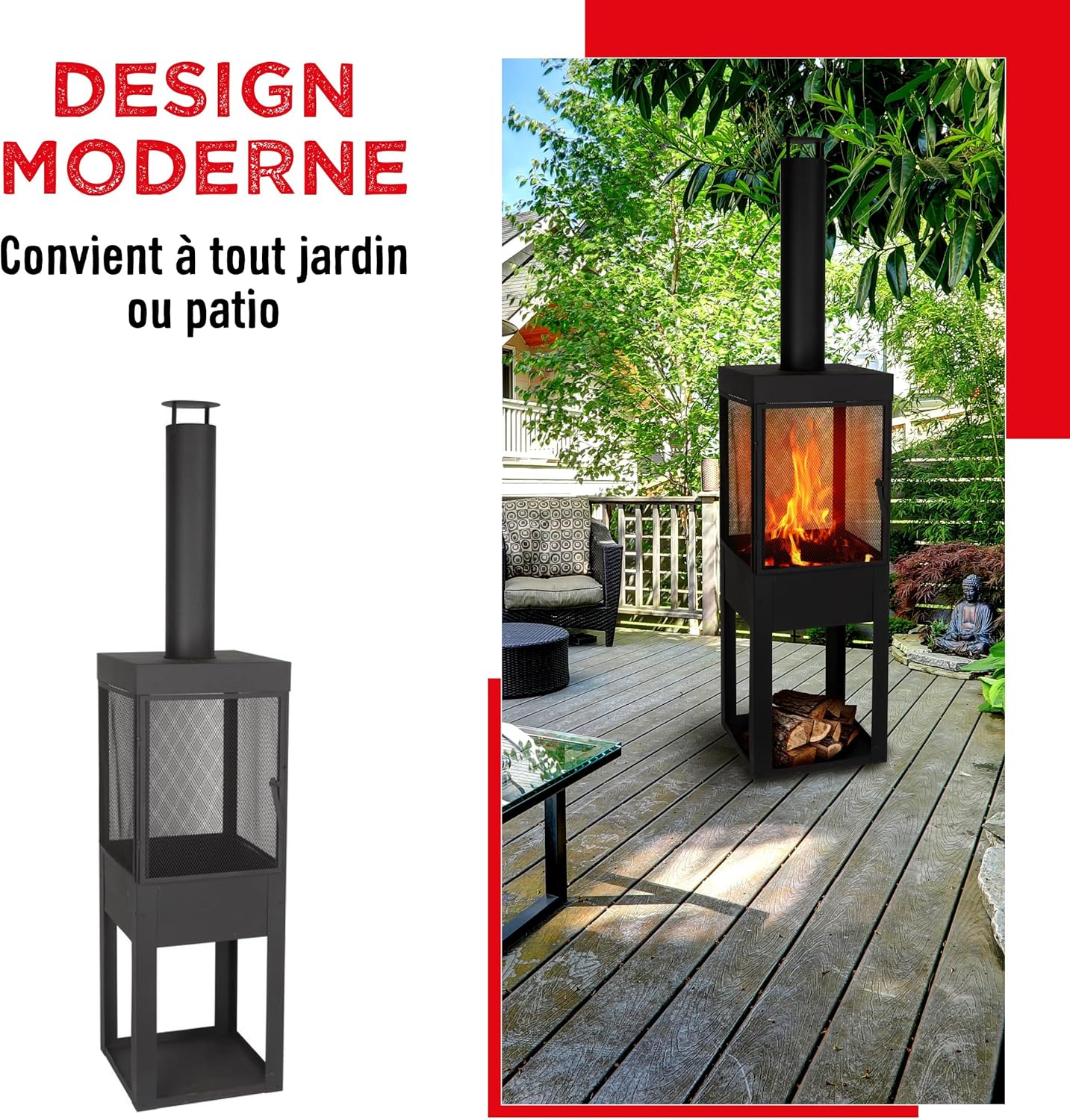BBQ Collection Terrassenofen mit Schornstein - Gartenkamin mit Funkenschutz - Feuerstelle für den Ga - Image 8