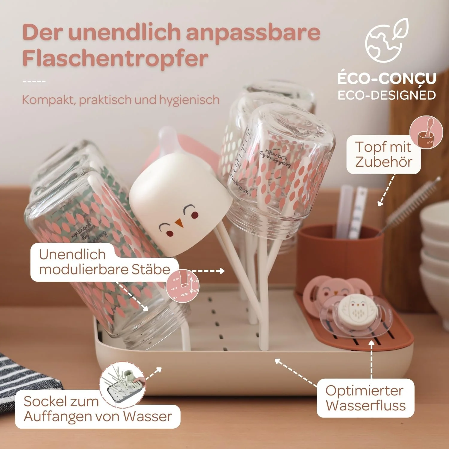 BÉABA, Abtropfgestell Babyflaschen, Grosses Fassungsvermögen, Modular, Bis zu 6 Flaschen und Kinderg - Image 4