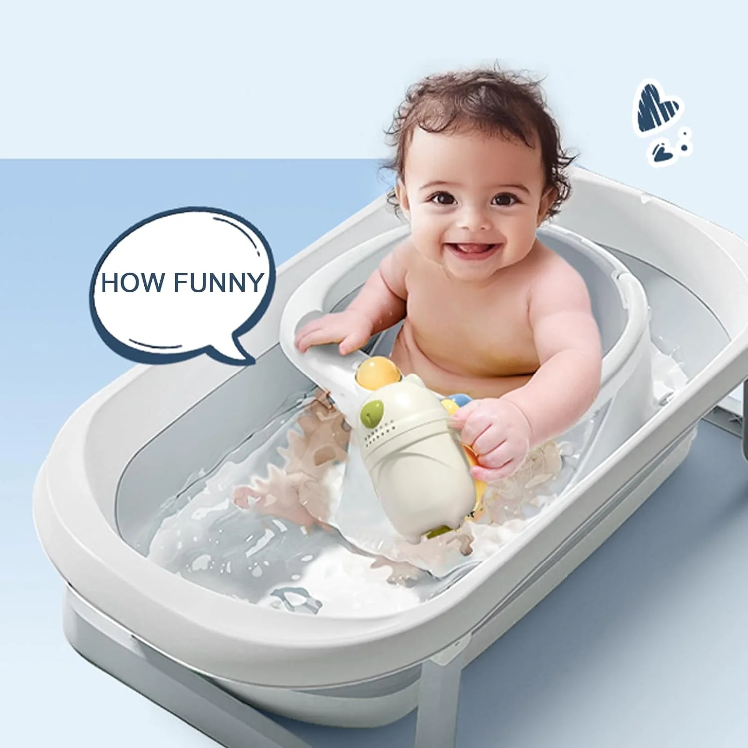 Bebamour Baby Badesitz 6 Monate+ Kind Badewanne Rutschfester Badesessel,Wasserkanne - Image 7