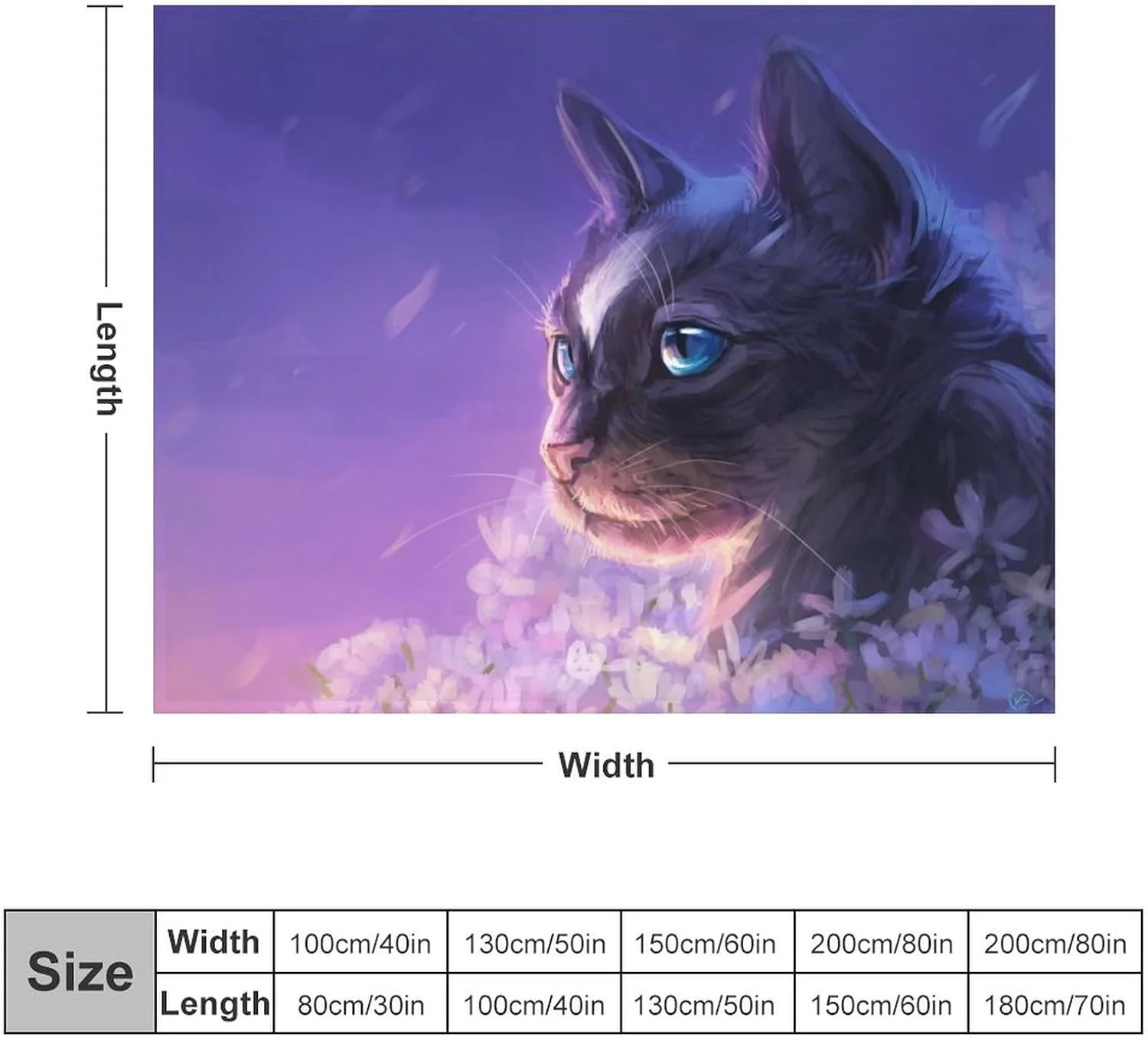 Bedruckte Fleecedecke Tierkatze Überwurfdecke Abstrakte Schwarze Katze Geeignet für Betten, Sofas, s - Image 2