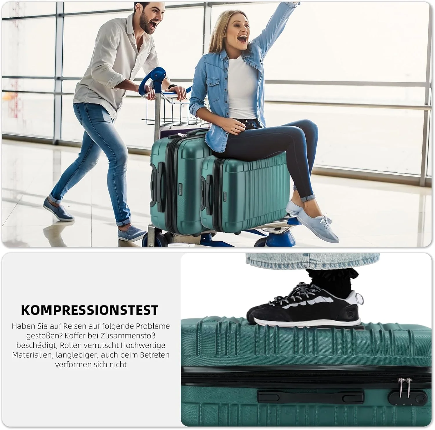 BEIBYE Reisekoffer 2088 Hartschalekoffer Gepäck Koffer Trolley Bordcase Handgepäck M in 14 Farben (D - Image 4