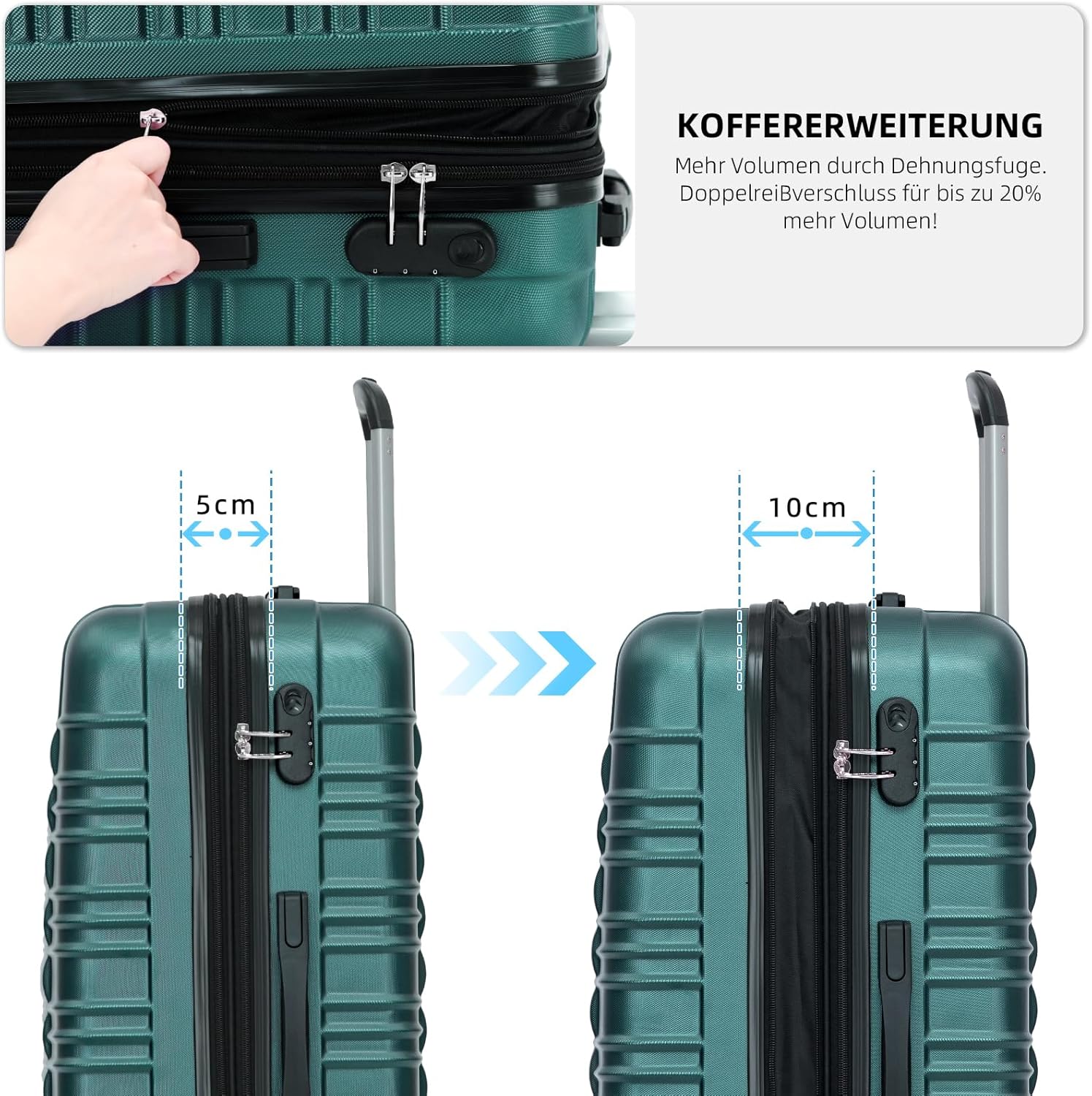 BEIBYE Reisekoffer 2088 Hartschalekoffer Gepäck Koffer Trolley Bordcase Handgepäck M in 14 Farben (D - Image 5
