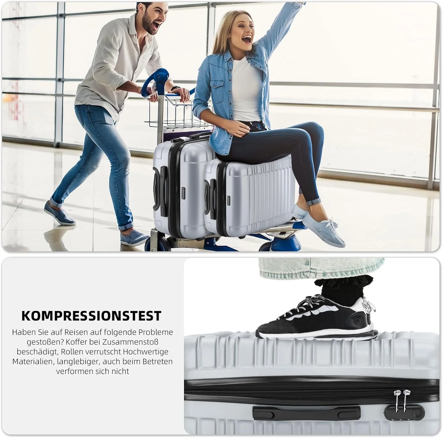 BEIBYE Reisekoffer 2088 Hartschalekoffer Gepäck Koffer Trolley Bordcase Handgepäck M in 14 Farben (S - Image 6