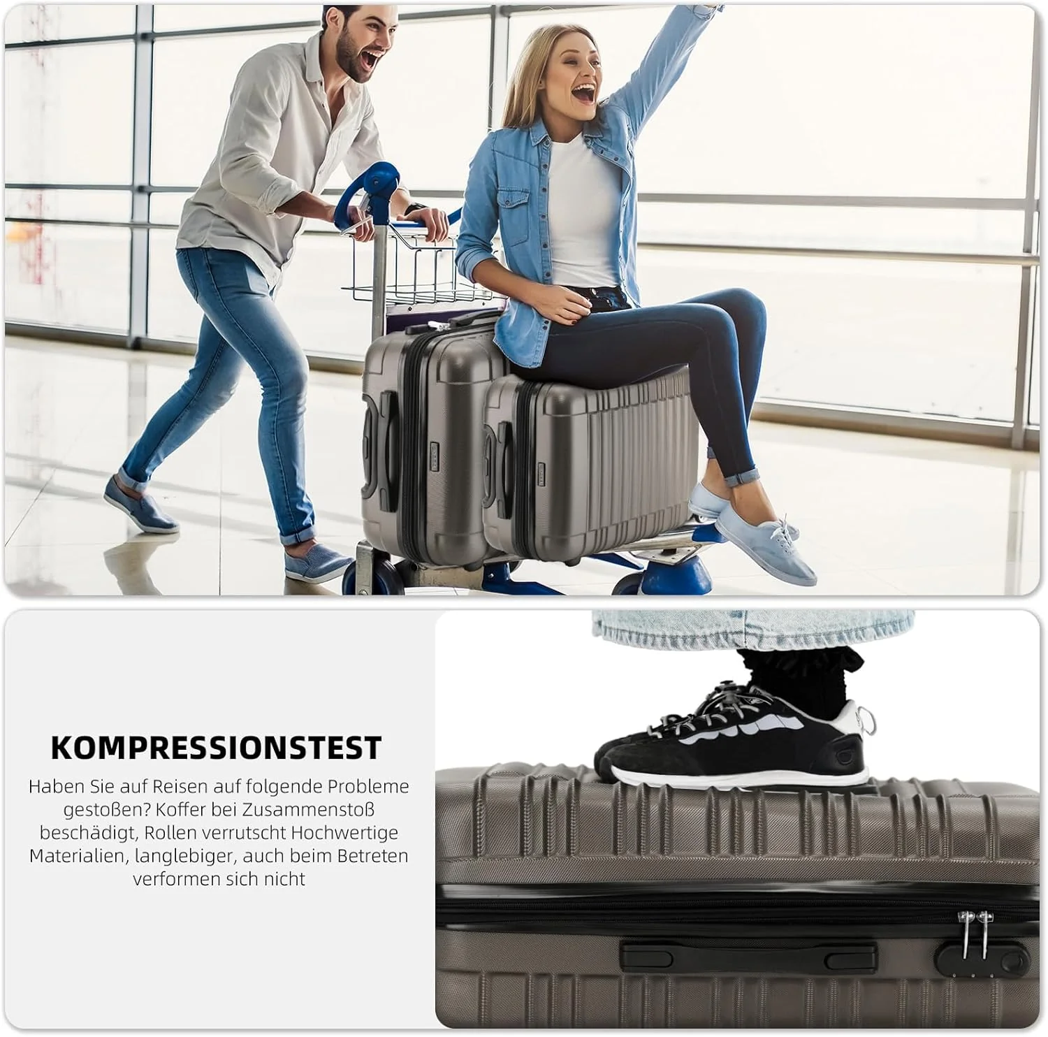 BEIBYE Reisekoffer 2088 Hartschalekoffer Gepäck Koffer Trolley Grösse L in 14 Farben (Coffee) Coffee - Image 5