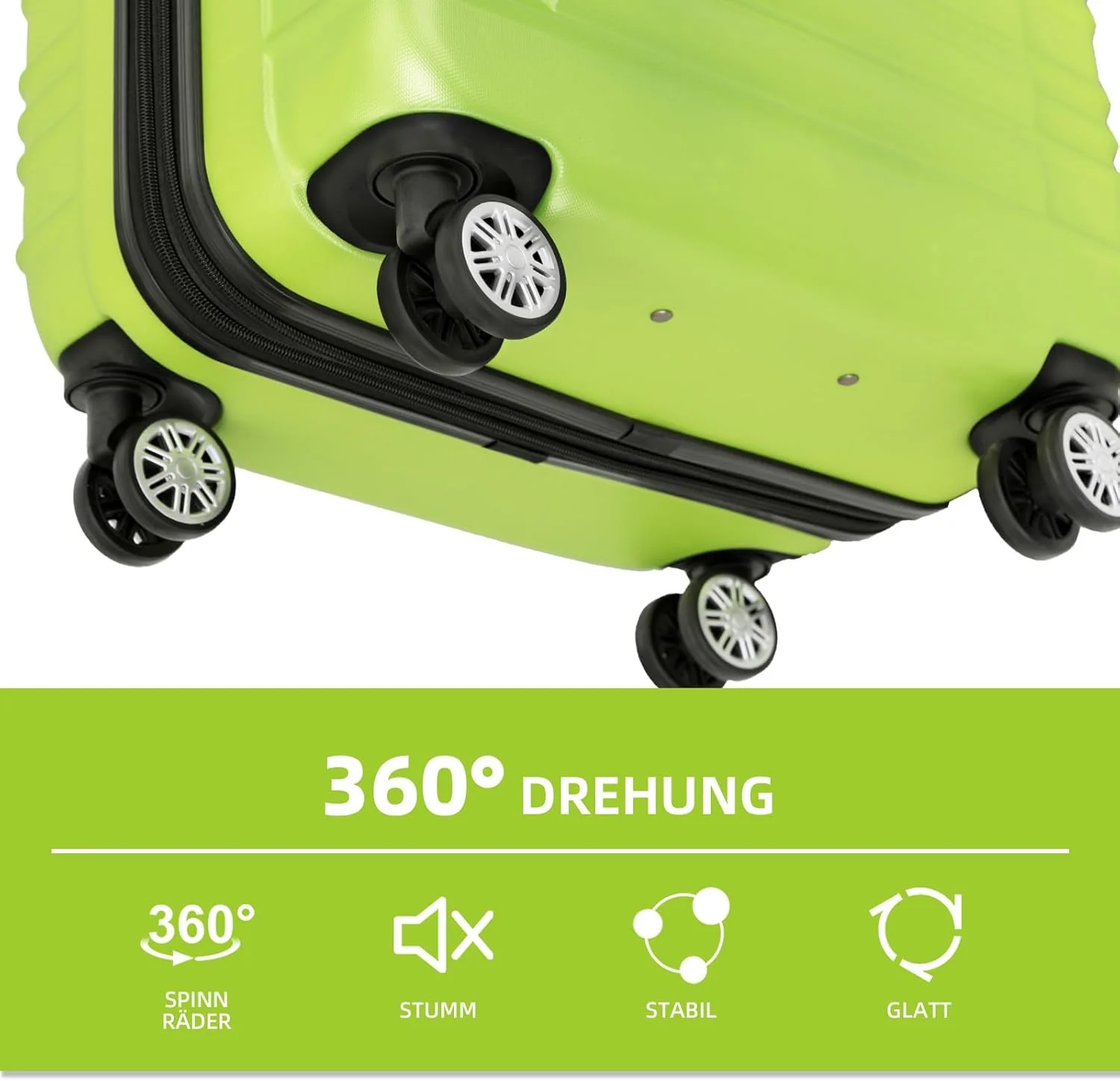 BEIBYE Reisekoffer 2088 Hartschalekoffer Gepäck Koffer Trolley Grösse L in 14 Farben (Grün) Grün L, - Image 7