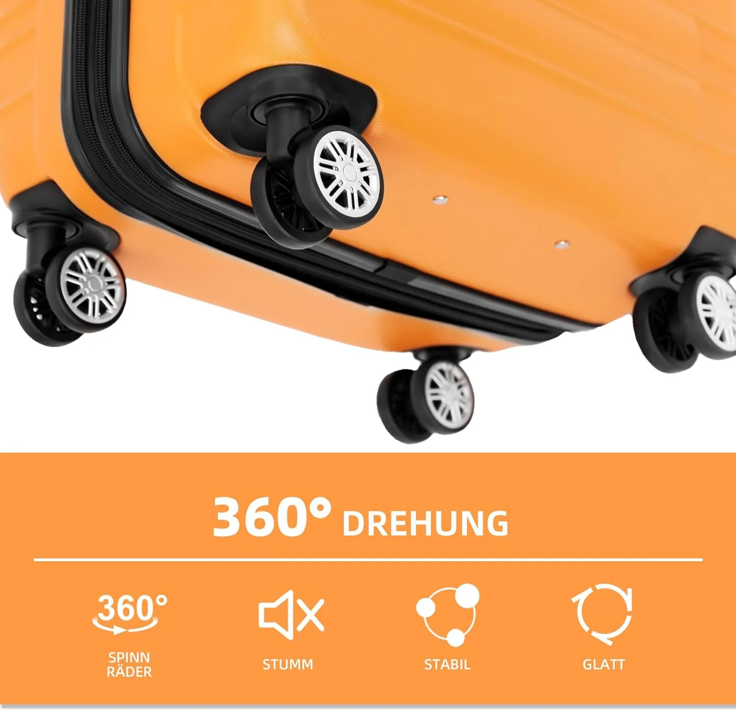 BEIBYE Reisekoffer 2088 Hartschalekoffer Gepäck Koffer Trolley Grösse L in 14 Farben (Orangen) Orang - Image 7