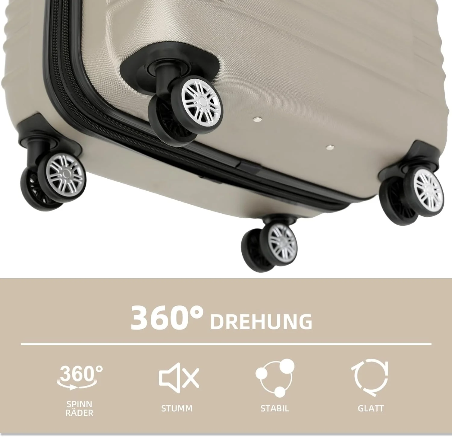BEIBYE Reisekoffer 2088 Hartschalekoffer Gepäck Koffer Trolley Grösse XL in 14 Farben (Champagner) C - Image 7