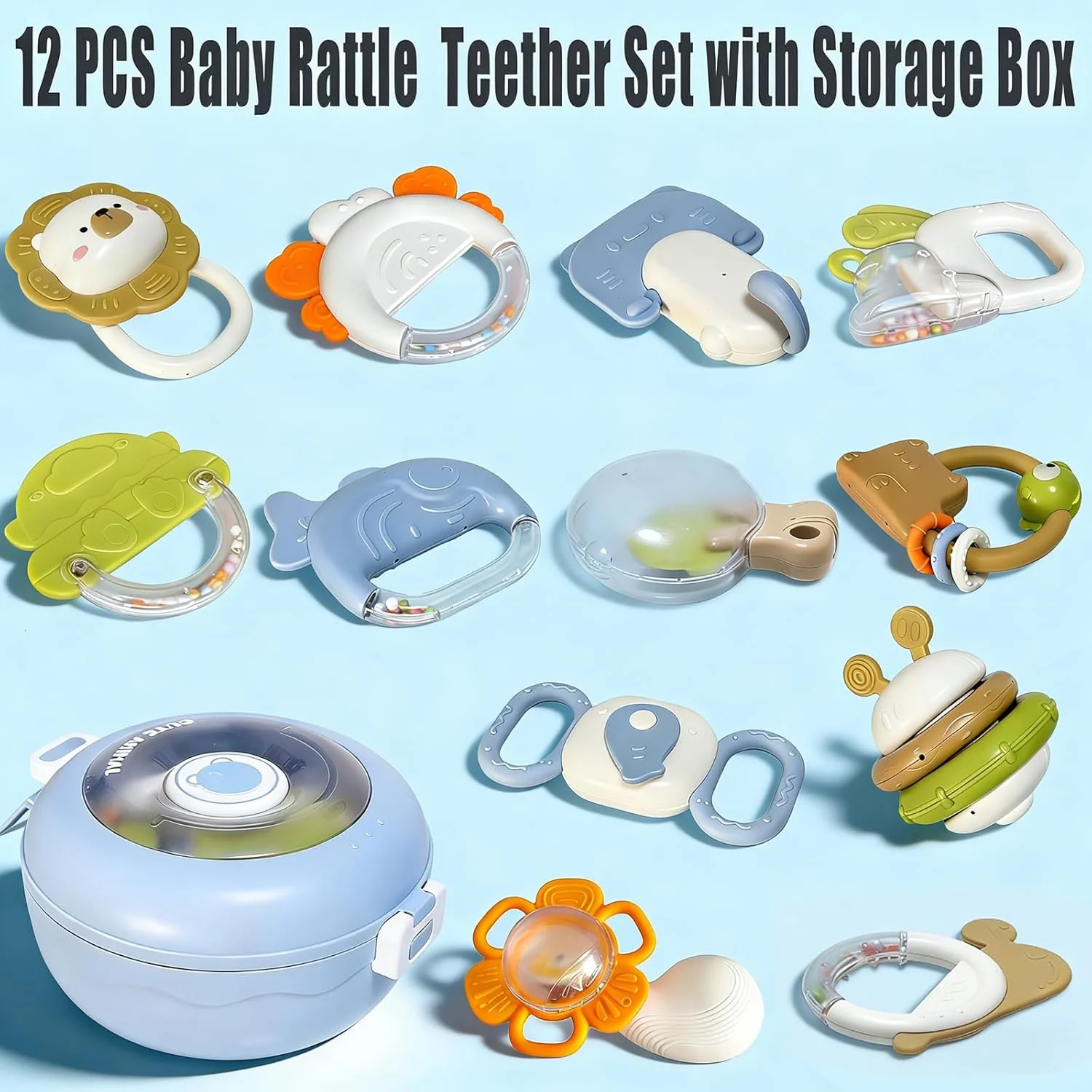 Beissring Rassel Baby Spielzeug - Zahnungshilfe Babyspielzeug 6 9 12 Monaten Shaker Greifling Baby, - Image 7