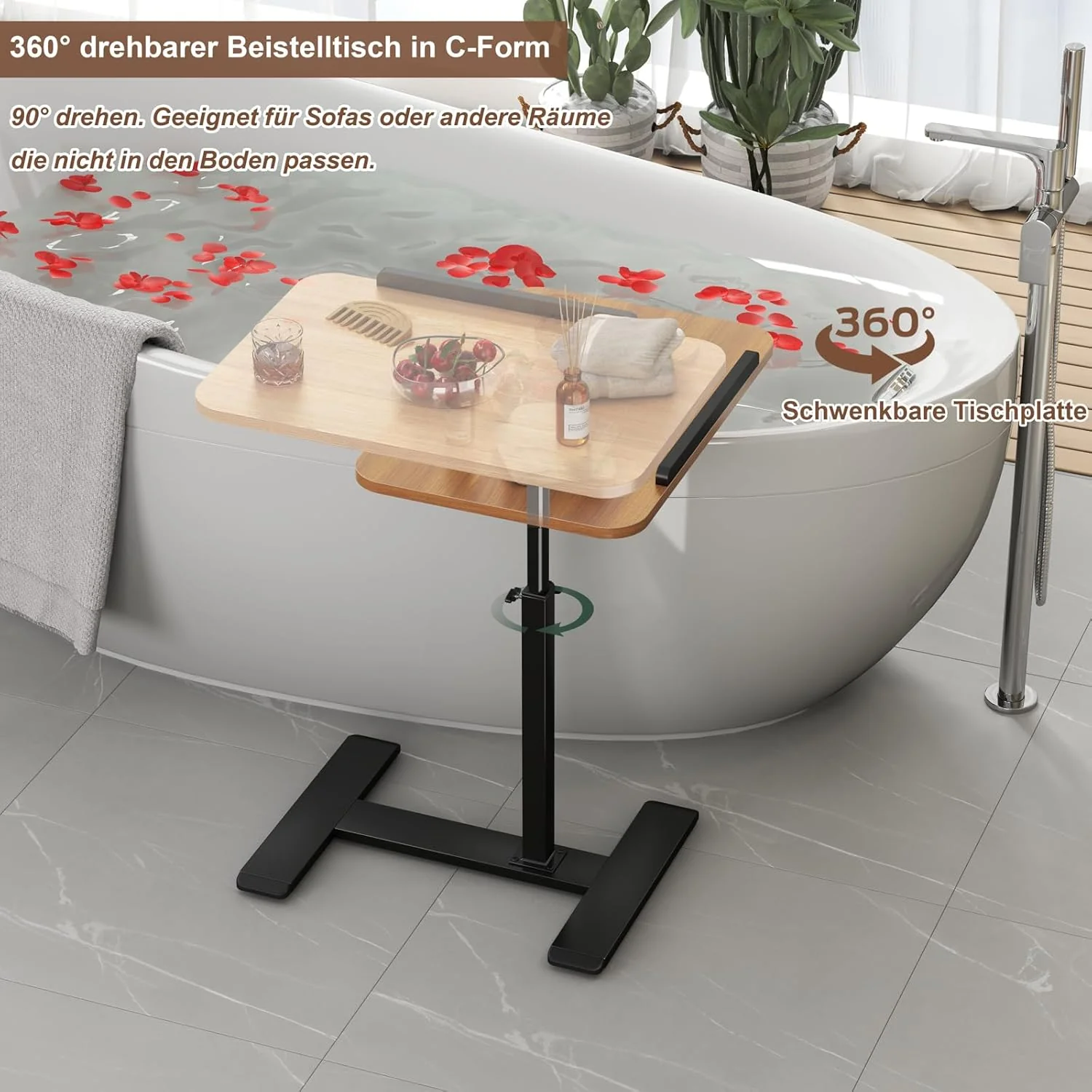 Beistelltisch C Form Höhenverstellbar, 360°Drehbar Laptop Stand Sofa Beistelltisch, Mobiler Couchtis - Image 5