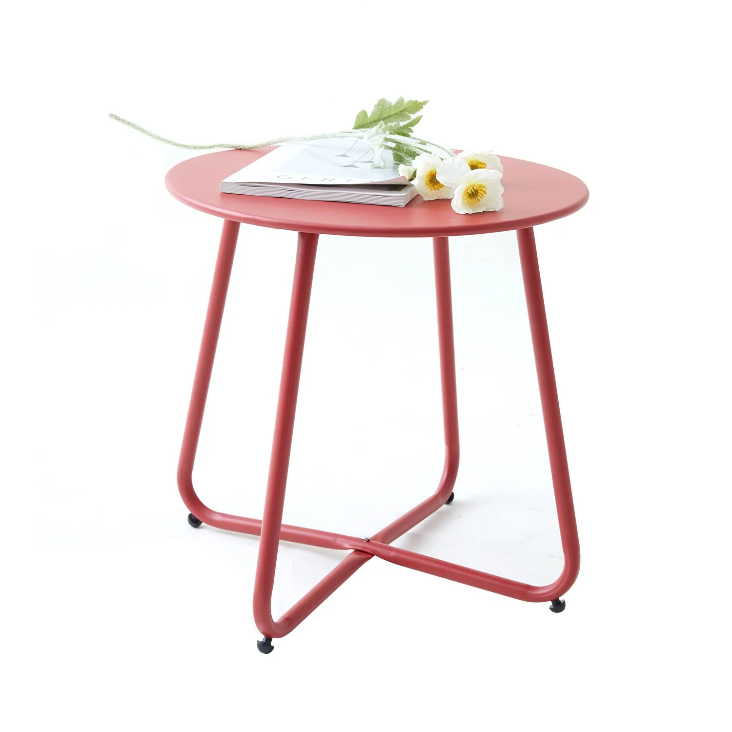 Beistelltisch, Kleiner Beistelltisch Metall, Garten Rund, Couchtish & Kaffeetisch mit Verstellbarer