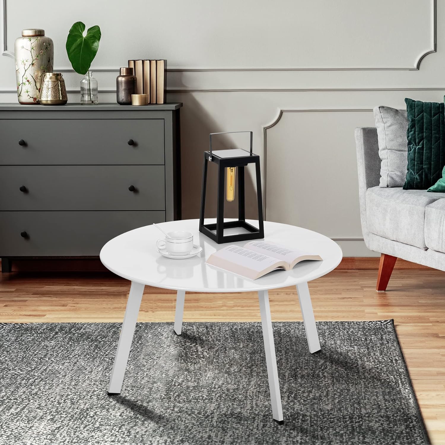 Beistelltisch Metall, Garten Beistelltisch Rund, Sofatisch Kaffeetisch & Couchtish mit Verstellbarer - Image 5