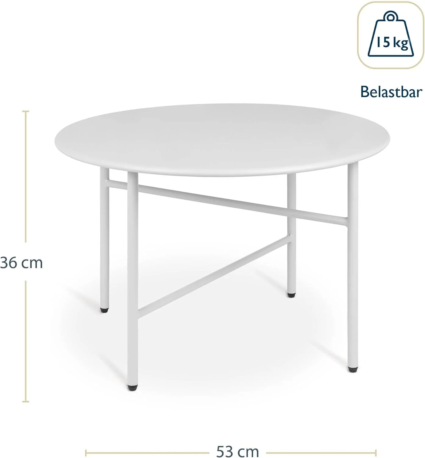 Beistelltisch Outdoor Gartentisch Rund Ø 53 cm Tischplatte Kratzfest – Stabiler Wohnzimmer Couchtisc - Image 2