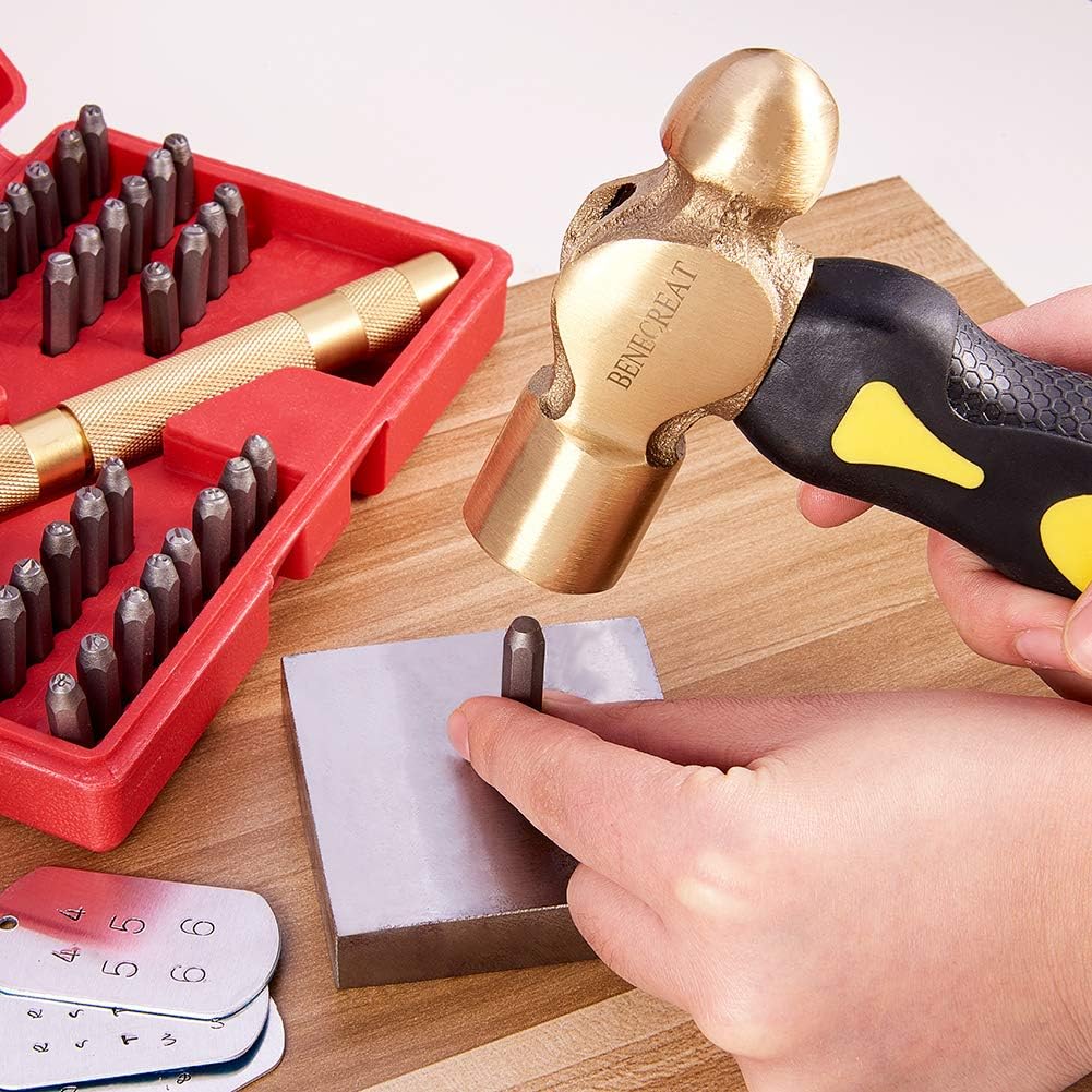 BENECREAT Messinghaupt Metal Stamping Hammer für DIY Kunstgewerbe Schmuckherstellung, Subby Kurzgrif - Image 6