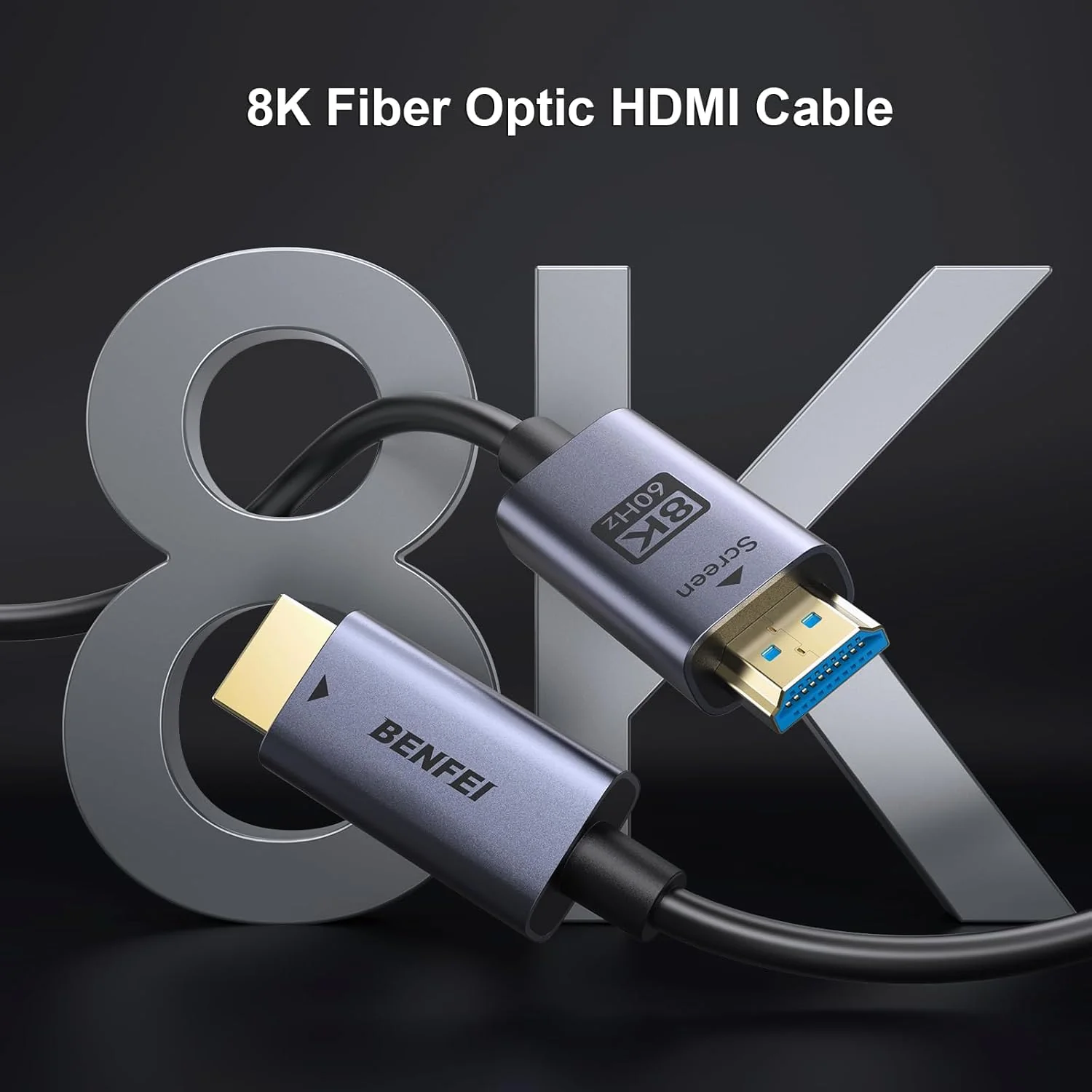 BENFEI 8K HDMI 2.1 Glasfaser kabel 30M–8K@60Hz, 4K@240Hz, 48Gbps High Speed, CL3 (wandtauglich), mit - Image 2
