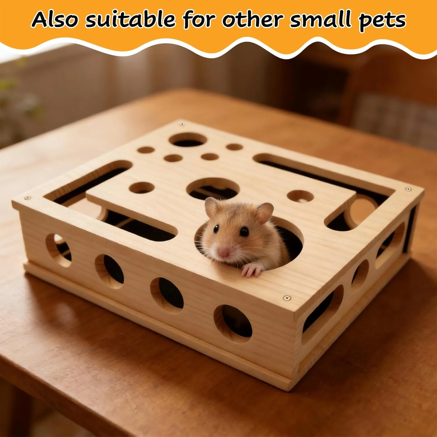 Beschäftigungsbox Katzen, Kratzpuzzle Spielbox Holz Katzens, Interaktives Spielzeug Katzens mit Bäll - Image 8