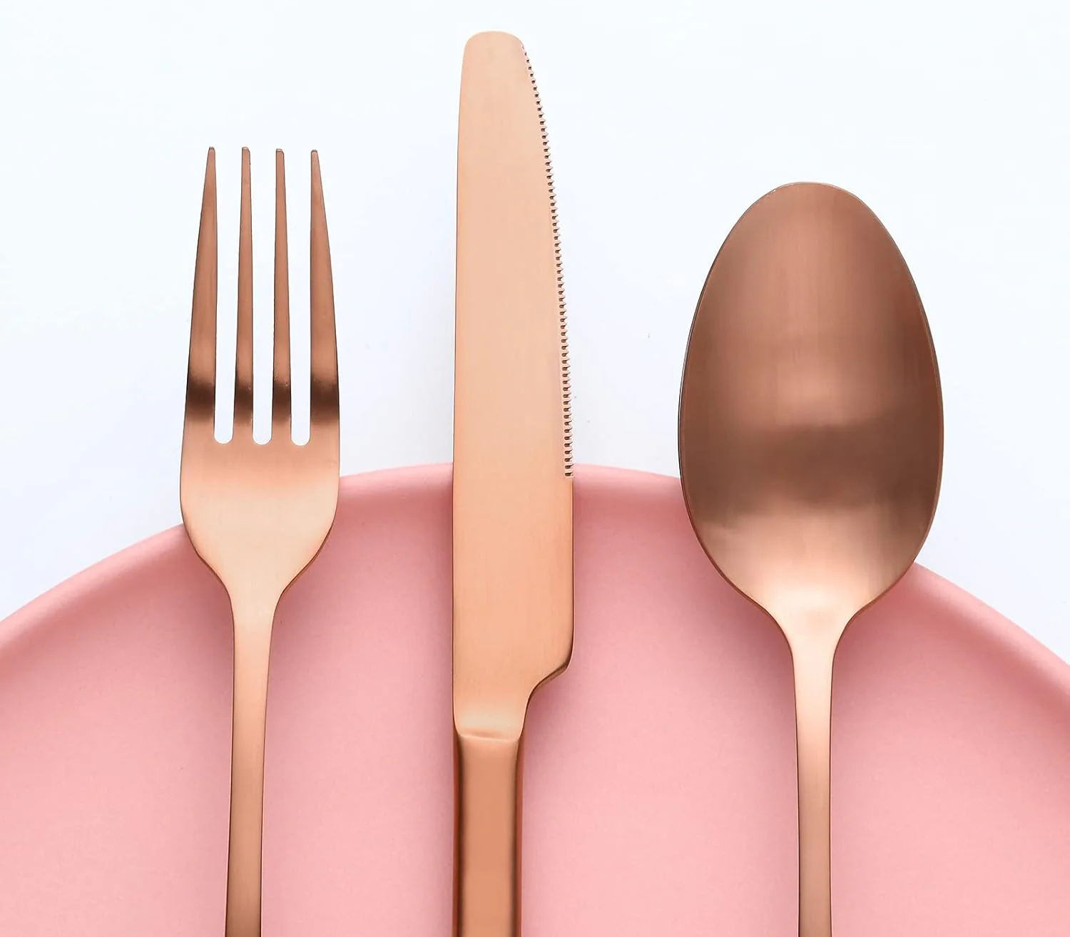 Bestdin Besteck Set 6 Personen, 24 teilig Edelstahl Besteckset Roségold Matt Essbesteck Set mit Mess - Image 3