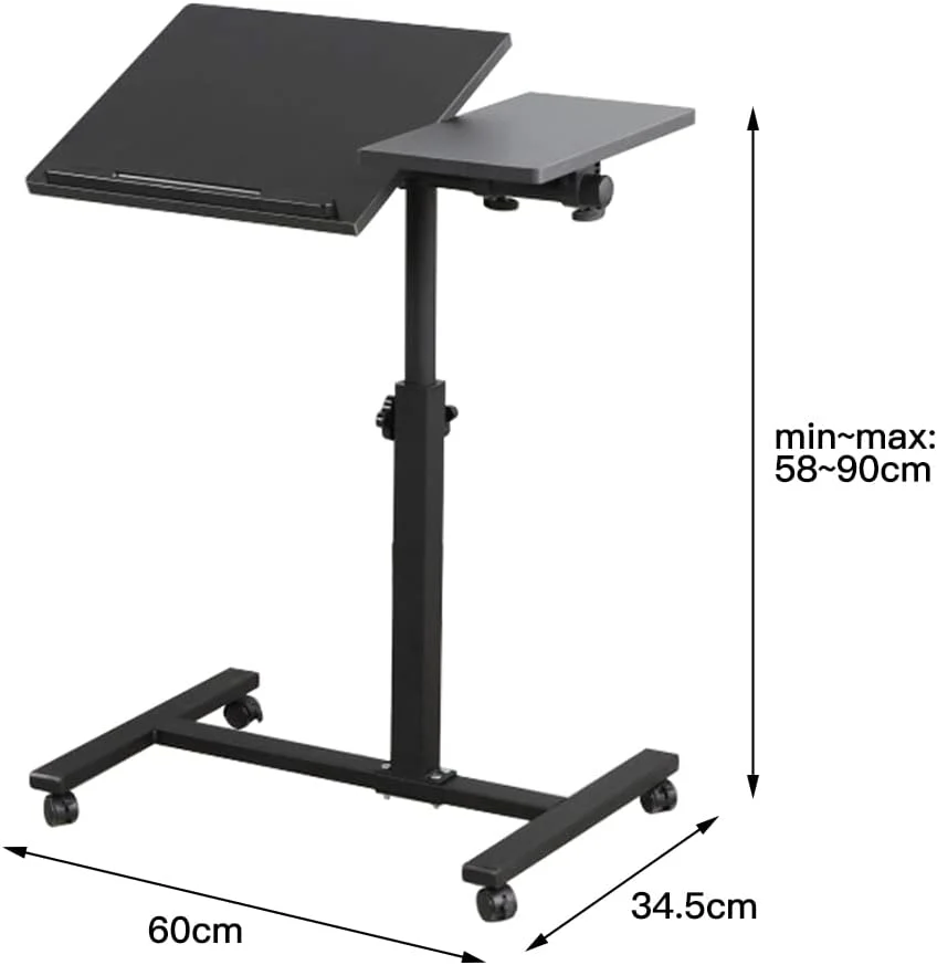 Betttisch mit Rollen, Betttisch für Laptop, Serviertablett für Sofa, Bremsen an beiden Hinterrädern, - Image 3