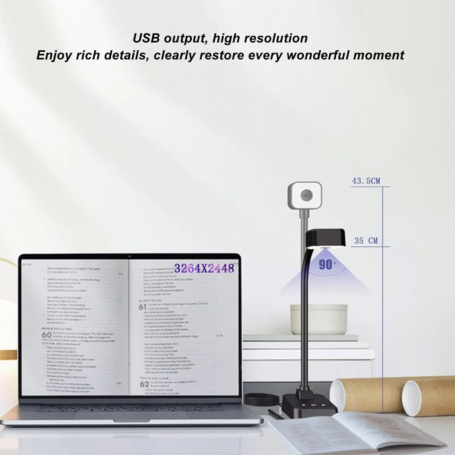 Bewinner 4K-USB-Dokumentenkamera, Einstellbare Umkehrung, Helligkeit, Faltbares Design, 30 Bilder Pr - Image 4