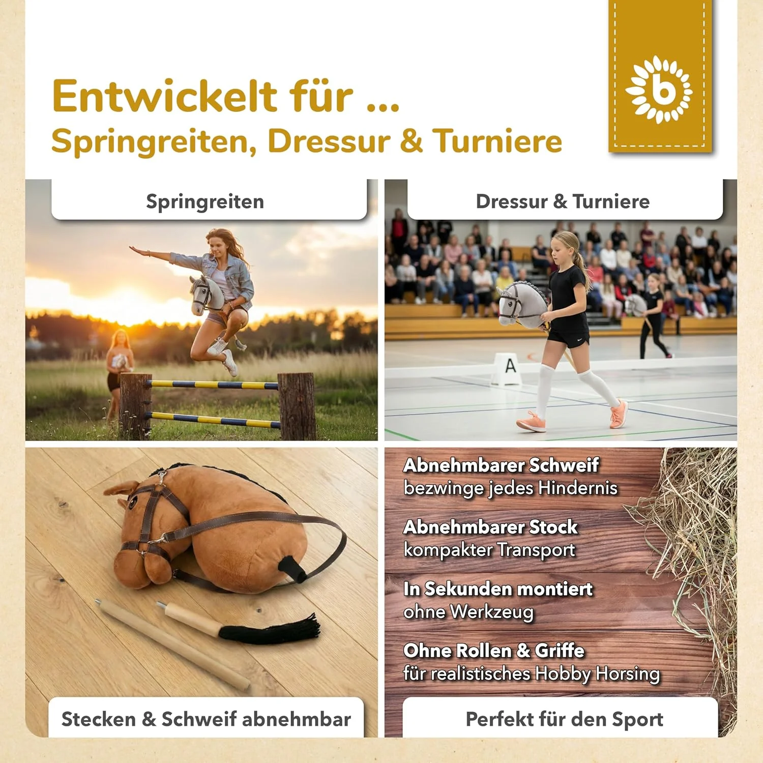 Bieco Hobby Horse Steckenpferd Fuchs - Grösse S, mit Trense | Abnehmbarer Stock & Schweif, für Sprin - Image 5