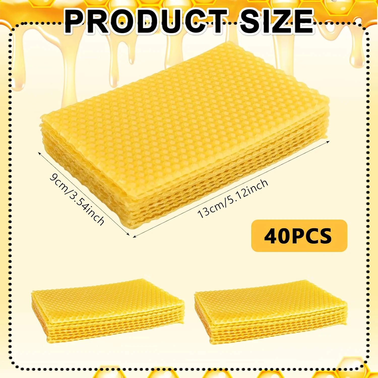 Bienenwachsplatten 40 Stück Natur Bienenwachs 13x9cm Gelb DIY Kerzenherstellung Imkerei Handwerk Pfl - Image 5