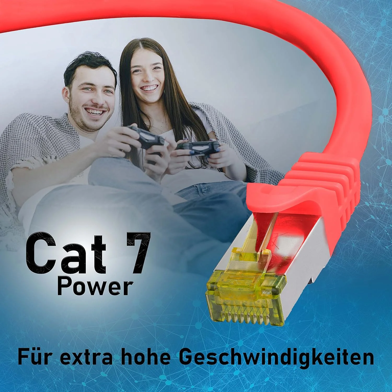 BIGtec LAN Kabel 5 Stück 10m Netzwerkkabel CAT7 Ethernet Internet Patchkabel CAT.7 rot Gigabit doppe - Image 6