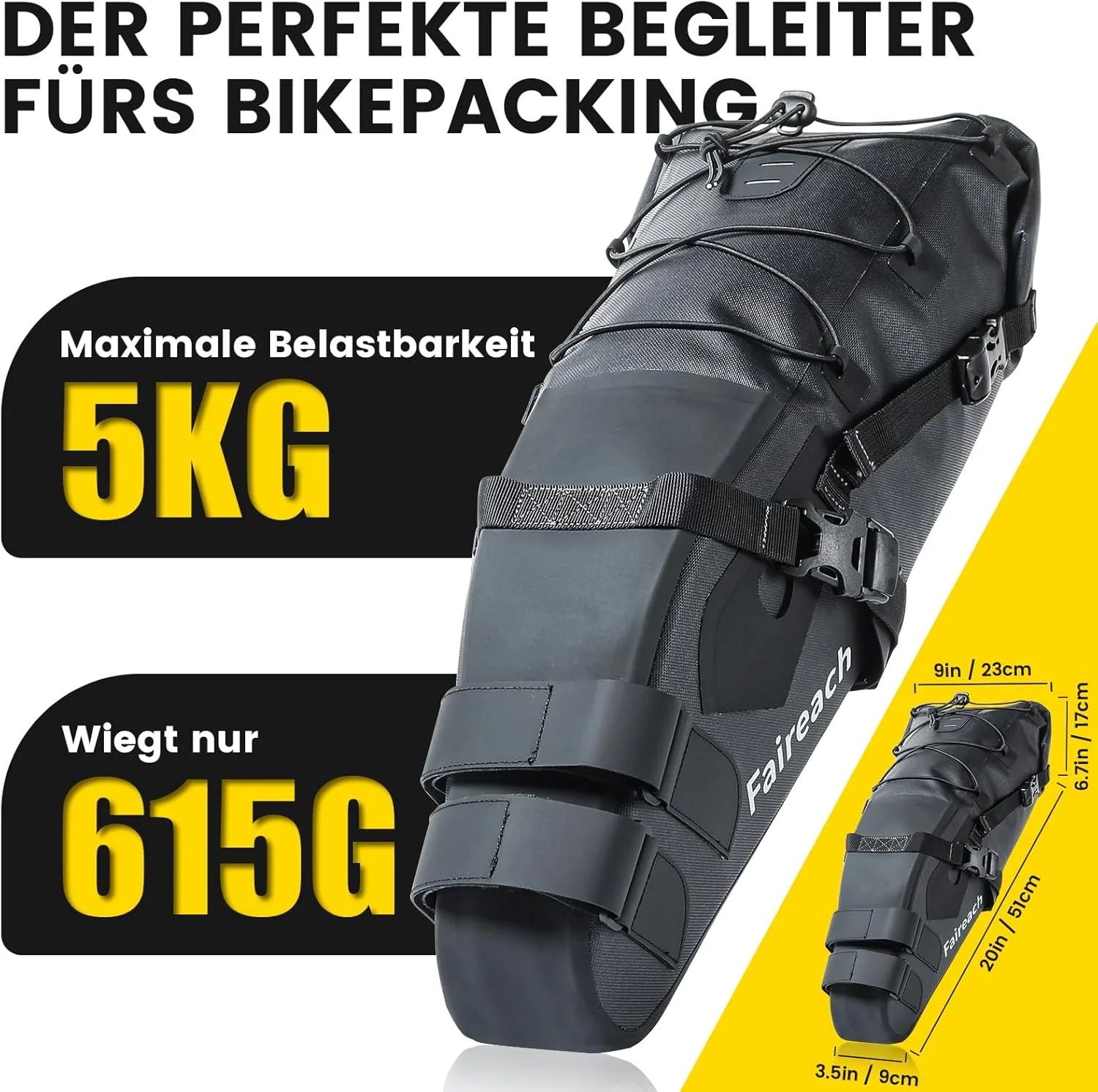 Bikepacking Satteltasche, 10 Liter Aufbewahrungstasche, 100% Wasserdicht Fahrrad Satteltasche aus TP - Image 4