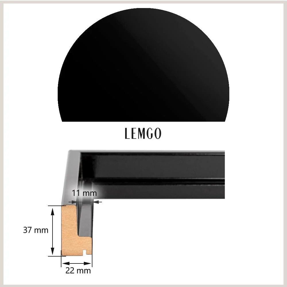 Bildershop-24 Schattenfugenrahmen Lemgo für Keilrahmenbilder und Leinwände 15x15cm Schwarz Hochglanz - Image 6