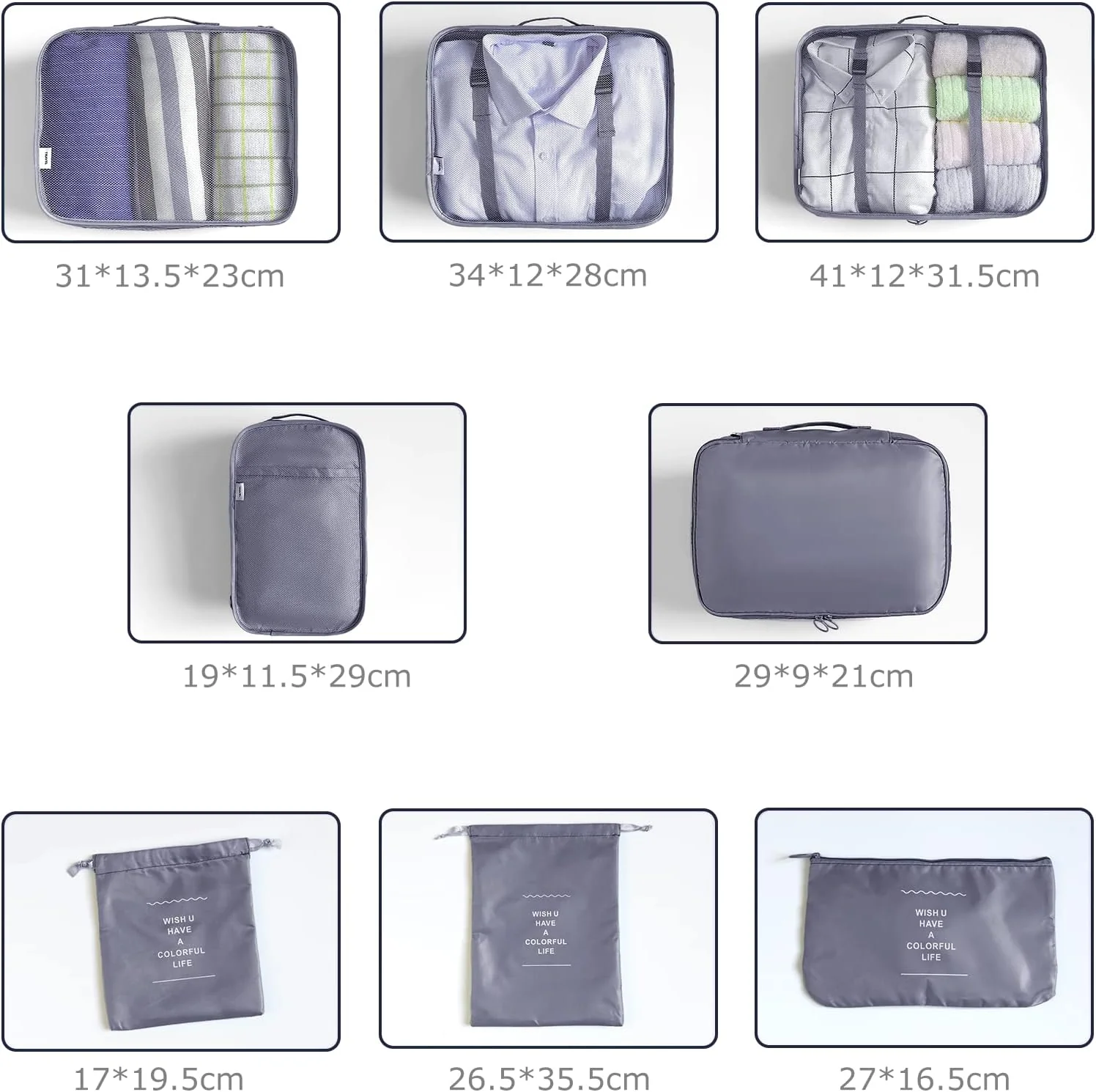 BillyBath Koffer Organizer set, Packing Cubes Kleidertaschen Schuhbeutel Reiseorganizer Packwürfel K - Image 4