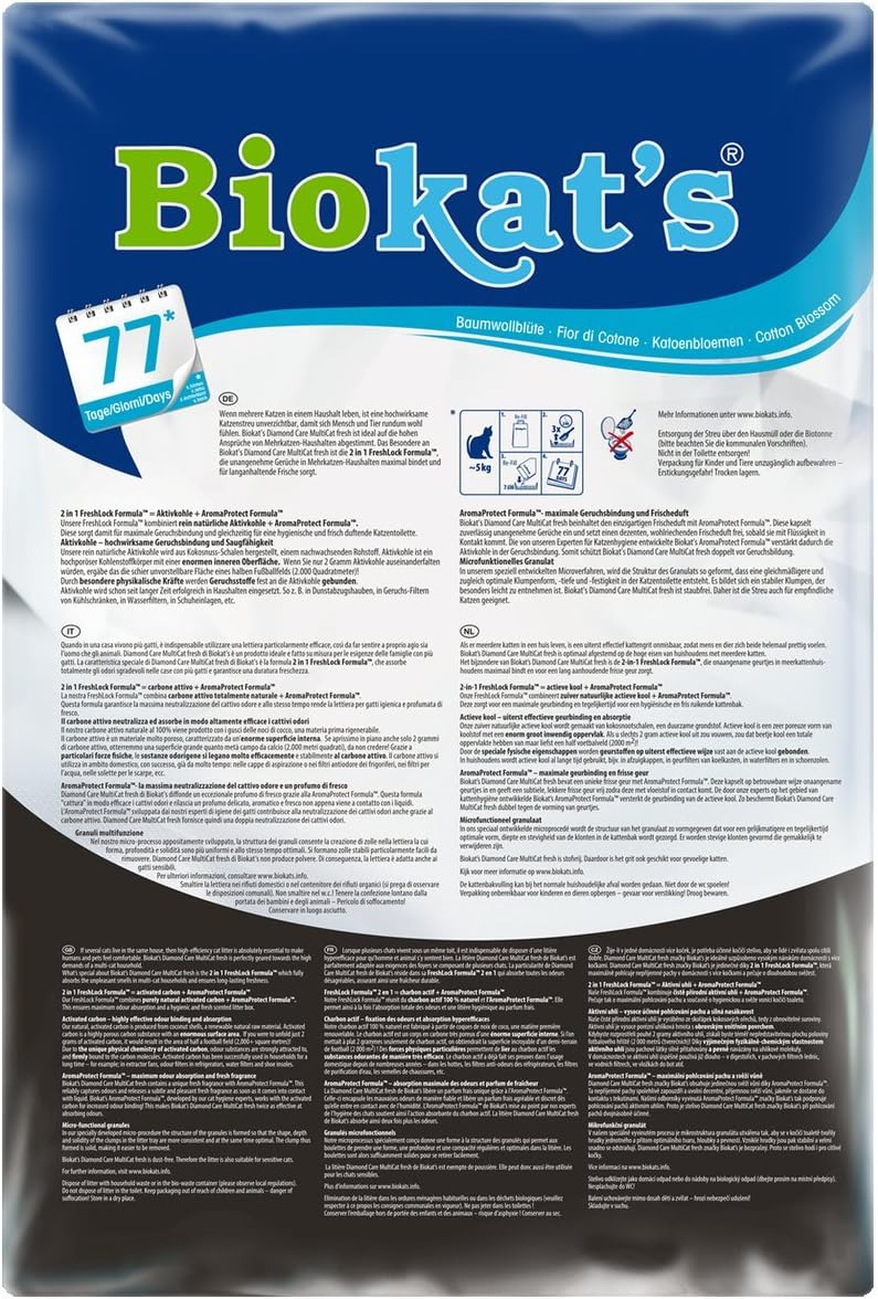 Biokat's Diamond Care MultiCat Fresh mit Duft - Feine Katzenstreu mit Aktivkohle speziell für Mehrka - Image 2