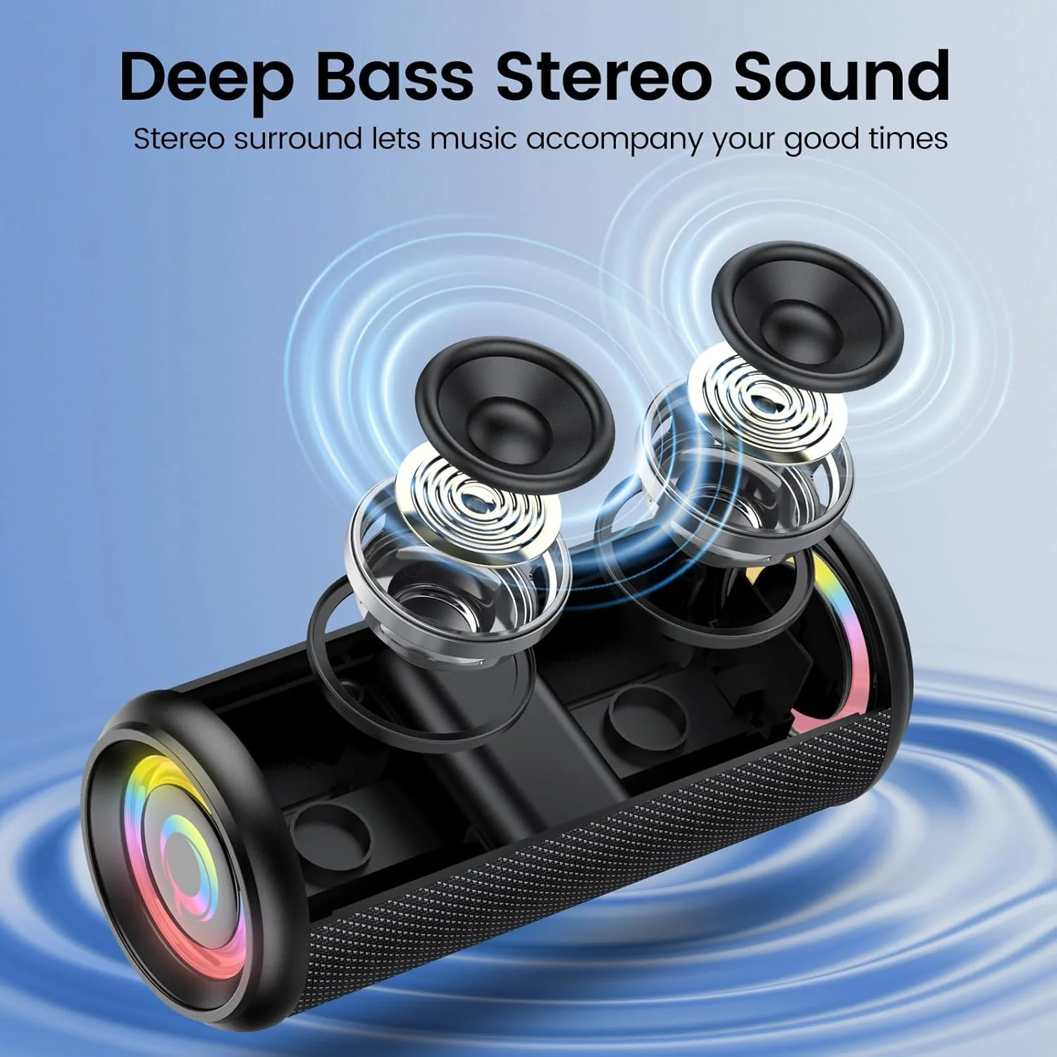 Bluetooth Lautsprecher, 2026 Musikbox Bluetooth 5.4 mit RGB Lichter, Tragbarer Lautsprecher Freispre - Image 2