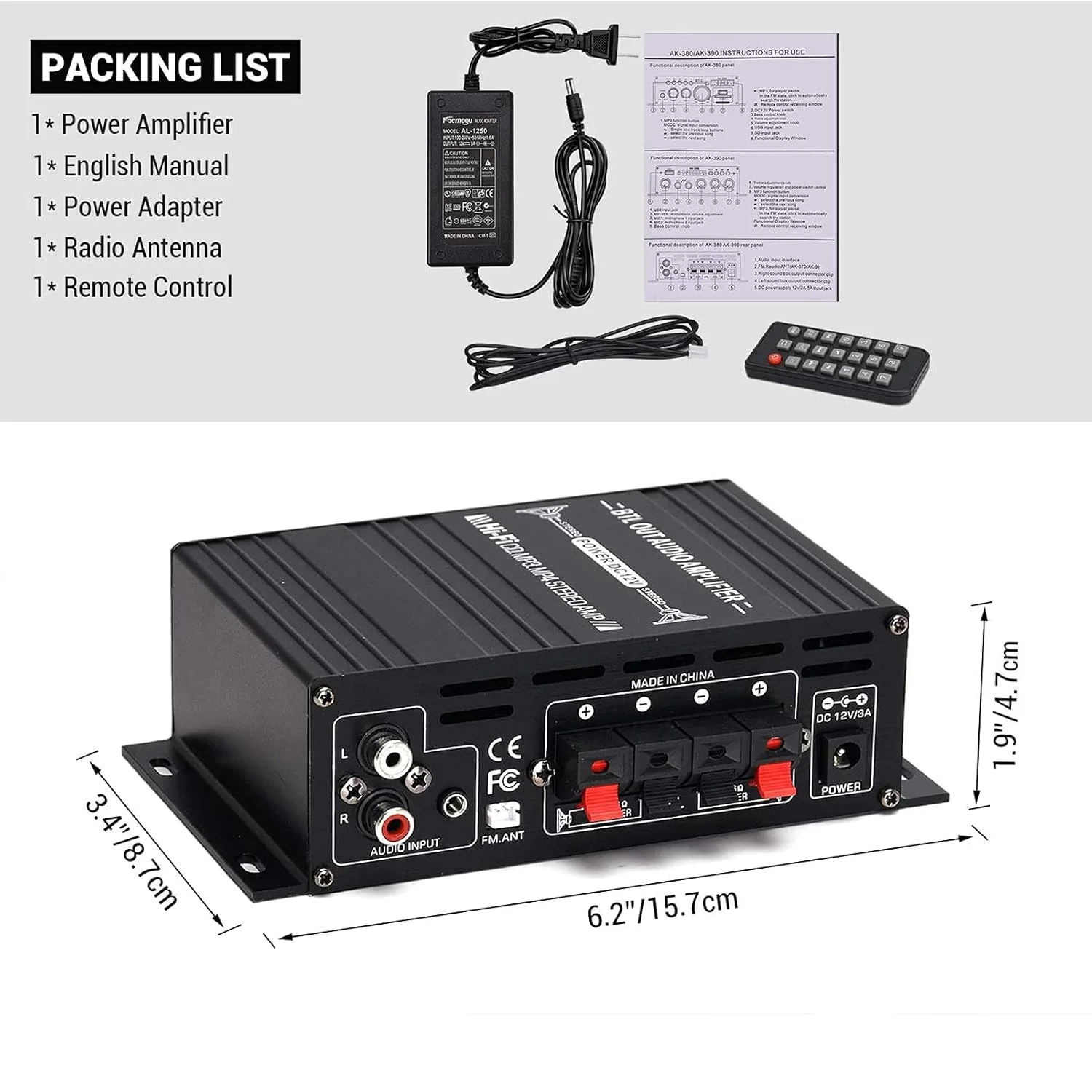 Bluetooth Verstärker HiFi Stereo Amplifier Max 800W- 2 Kanal Mini Audio Verstärker 40WX2 Class D Ver - Image 4