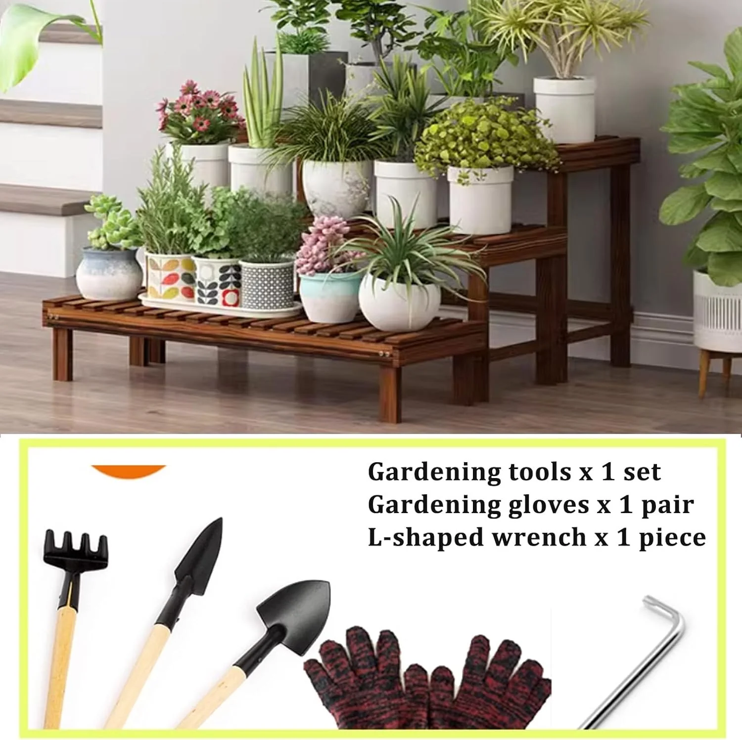 Blumenständer Aus Holz Mehrstöckiges Pflanzenregal Für Innen Balkon-Pflanzenständer Sukkulentenhalte - Image 6