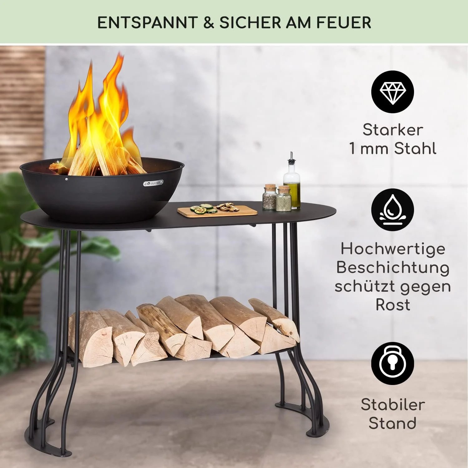 blumfeldt Feuerschale für den Garten, mit Grillrost & Abdeckung, Stahl Feuerschalen Klein, Wetterfes - Image 3