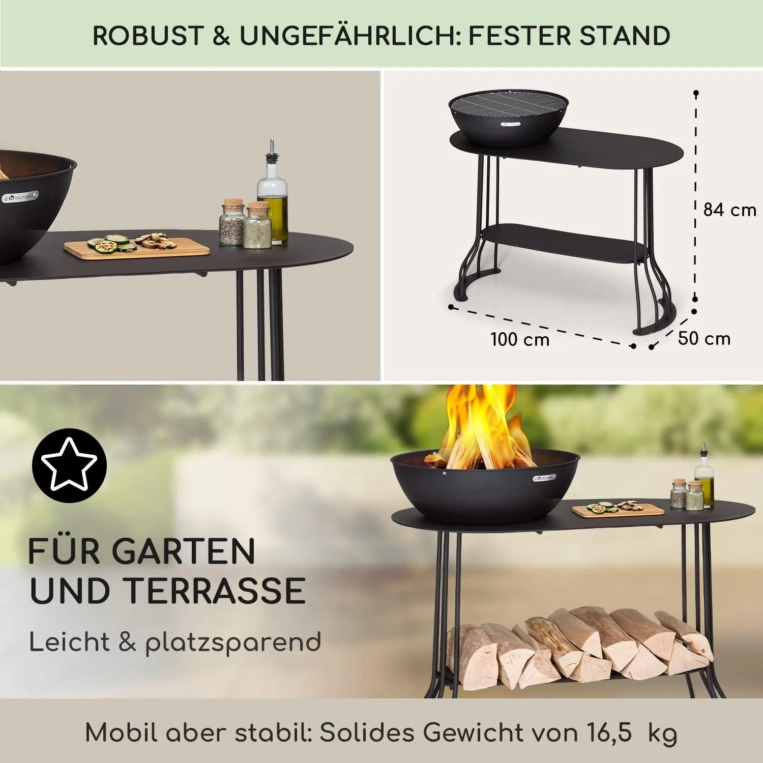 blumfeldt Feuerschale für den Garten, mit Grillrost & Abdeckung, Stahl Feuerschalen Klein, Wetterfes - Image 5