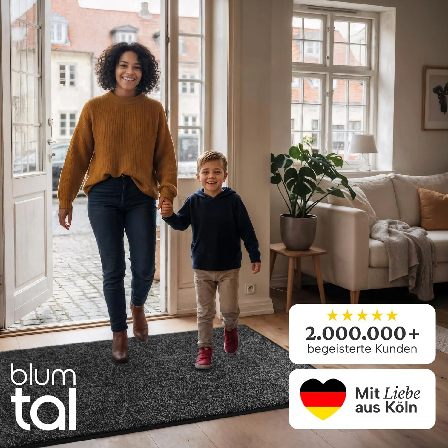 Blumtal Fussmatte 86x150 cm - Mikrofaser Schmutzfangmatte mit wasserdichter TPR-Rückseite - rutschfe - Image 7