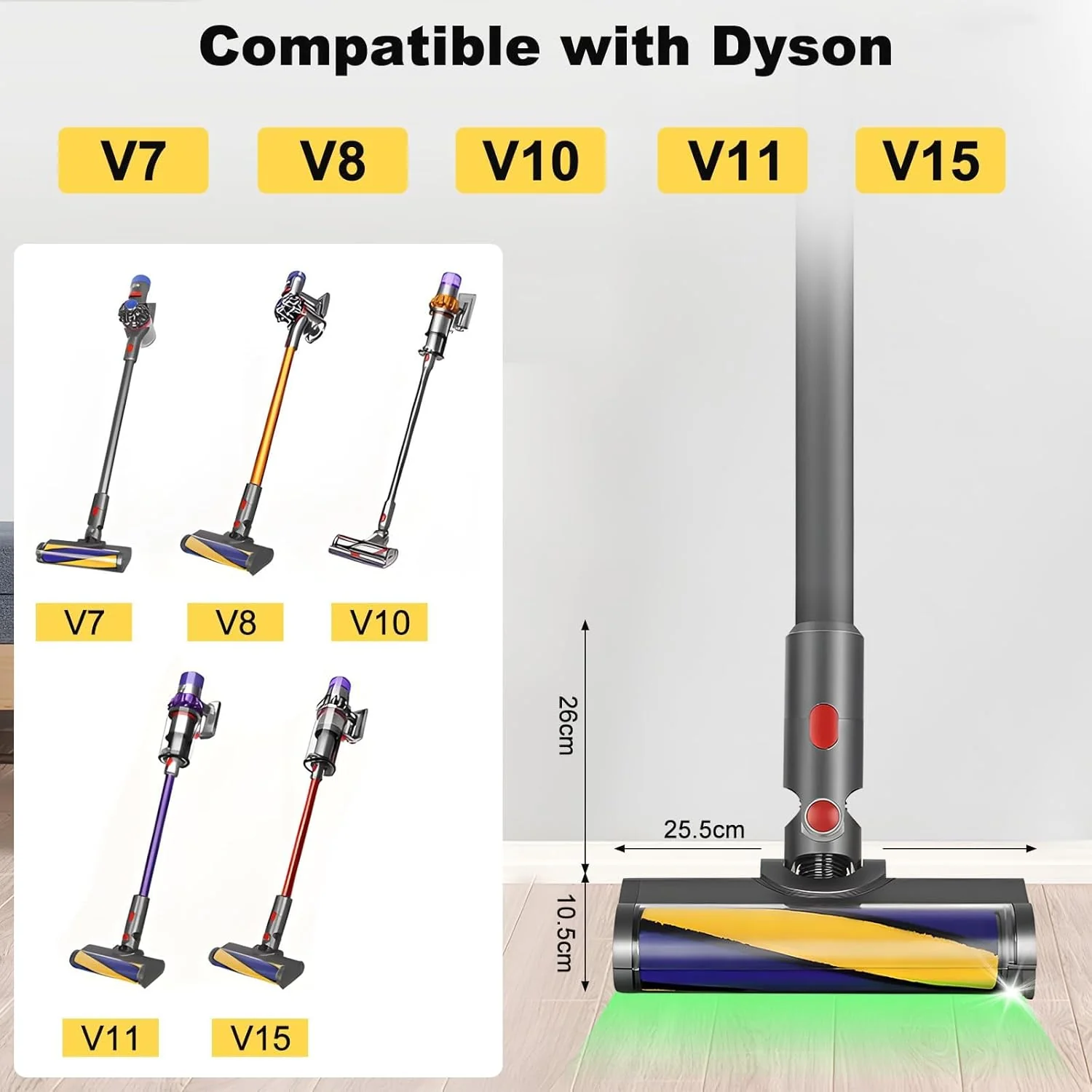 BodendüseBürste Kompatibel für Dyson V7 V8 V10 V11 V15 Staubsauger, Ersatzteil Direktantrieb Reinige - Image 2
