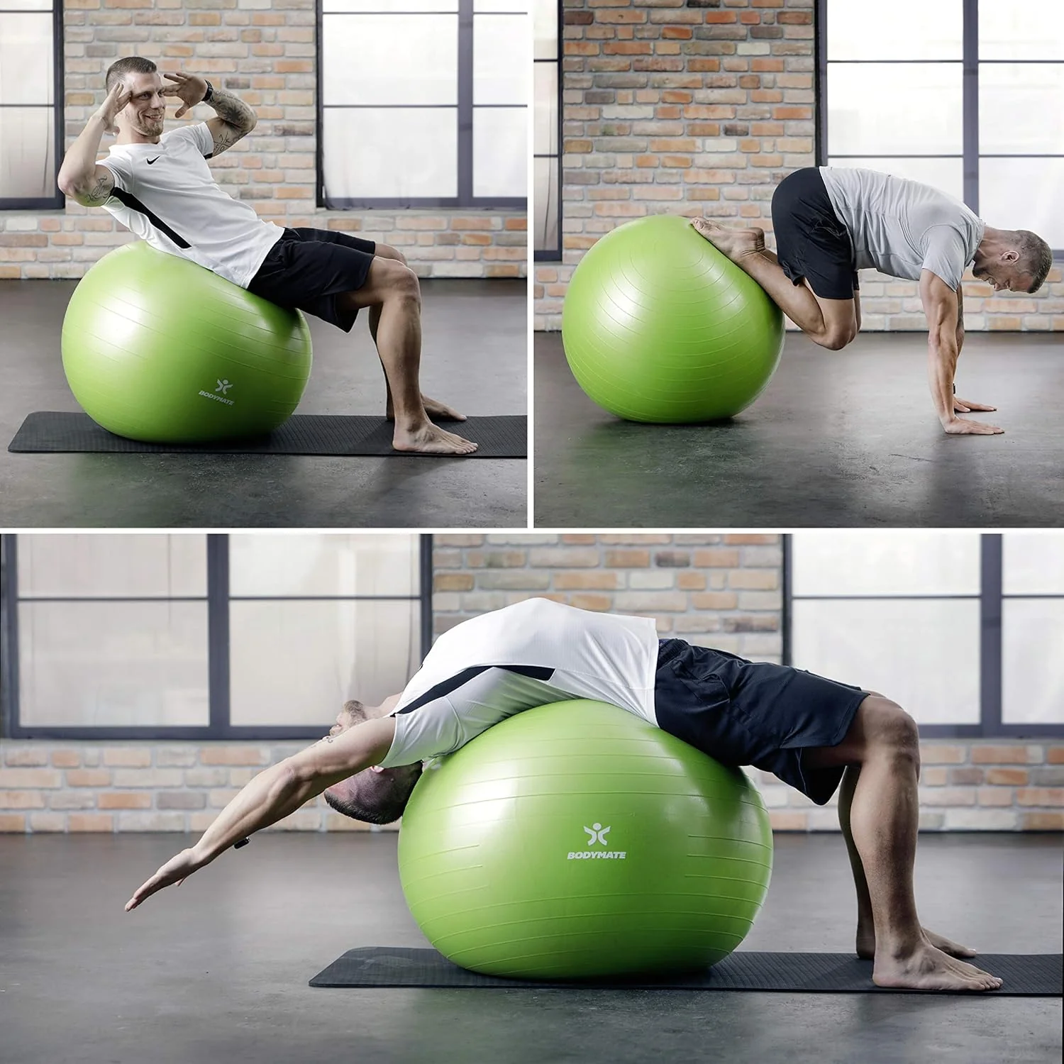 BODYMATE Gymnastikball Sitzball Trainingsball mit GRATIS E-Book inkl. Luft-Pumpe, Ball für Fitness, - Image 6