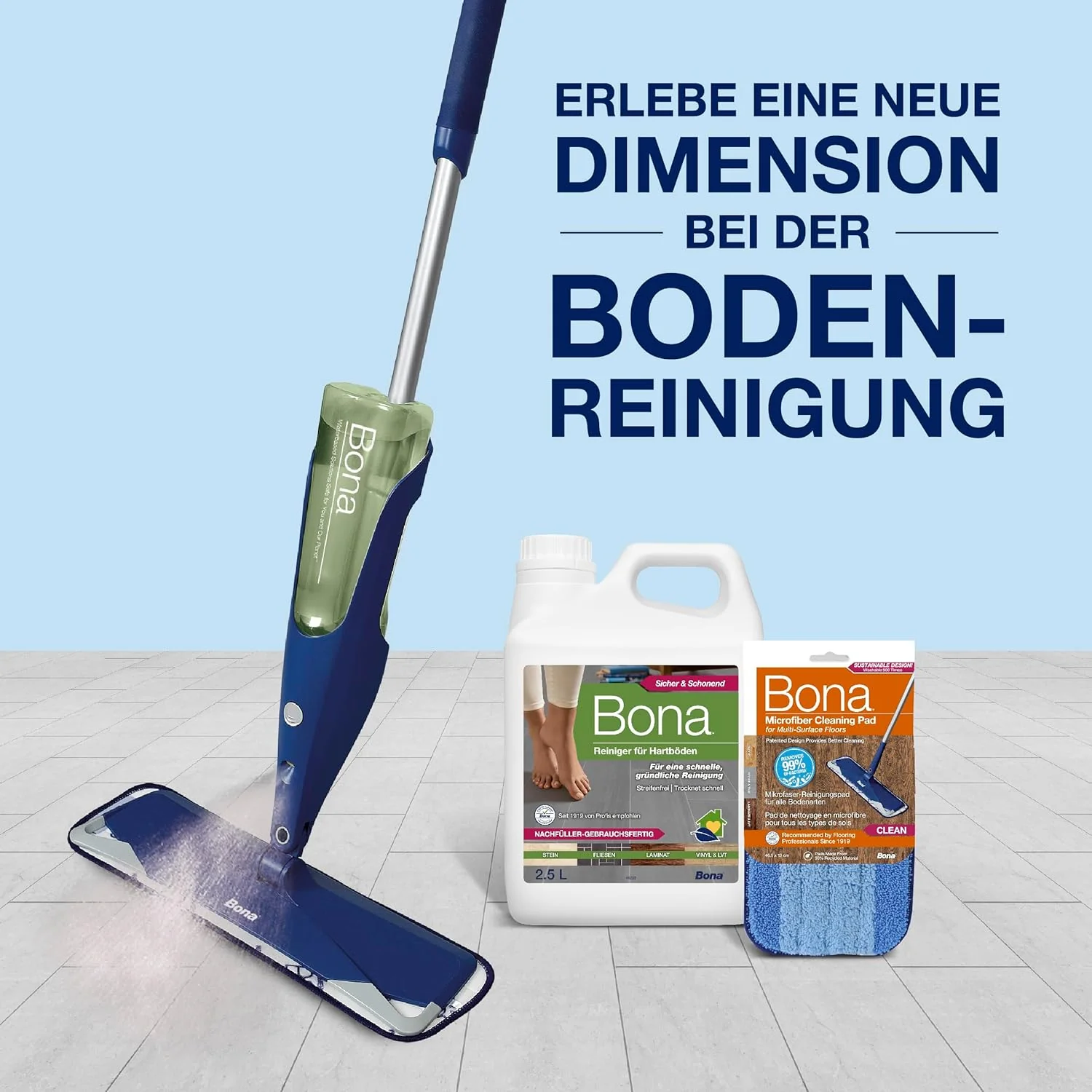 Bona Bodenwischer mit Sprühfunktion für Fliesen Laminat Stein, Fliesenreiniger Laminatreiniger Spray - Image 7
