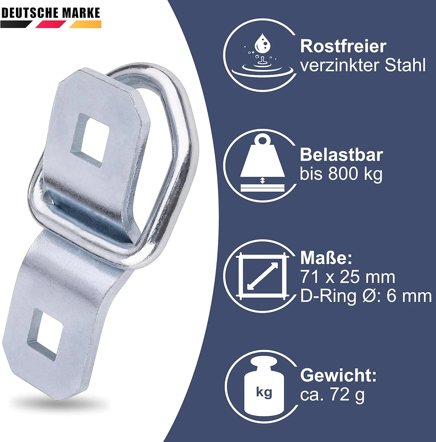bonsport Zurrösen für Anhänger 8 Stück - Zurrbügel belastbar bis 800 kg - Verzurrösen Zurrpunkte - B - Image 2