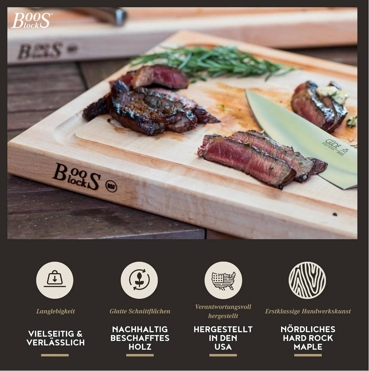 Boos Blocks® BBQBD Pro Chef Ahorn Schneidebrett von John Boos - 46 x 31 x 4 cm - mit Saftrille, beid - Image 3