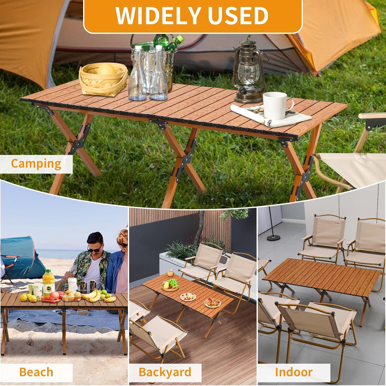 BOOSDEN Campingtisch Klappbar, Campingtisch 120x80cm, Klapptisch Camping, Rolltisch Camping, Falttis - Image 6