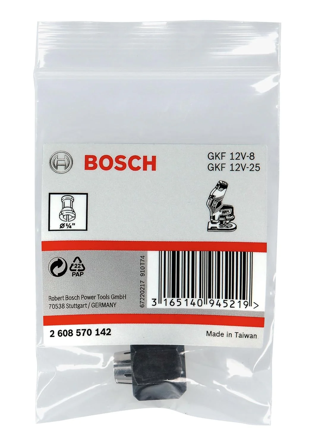 Bosch 1x Spannhülsen für reguläre Fräsen (Ø 1/4 mm, Professional Zubehör Handfräse) - Image 2