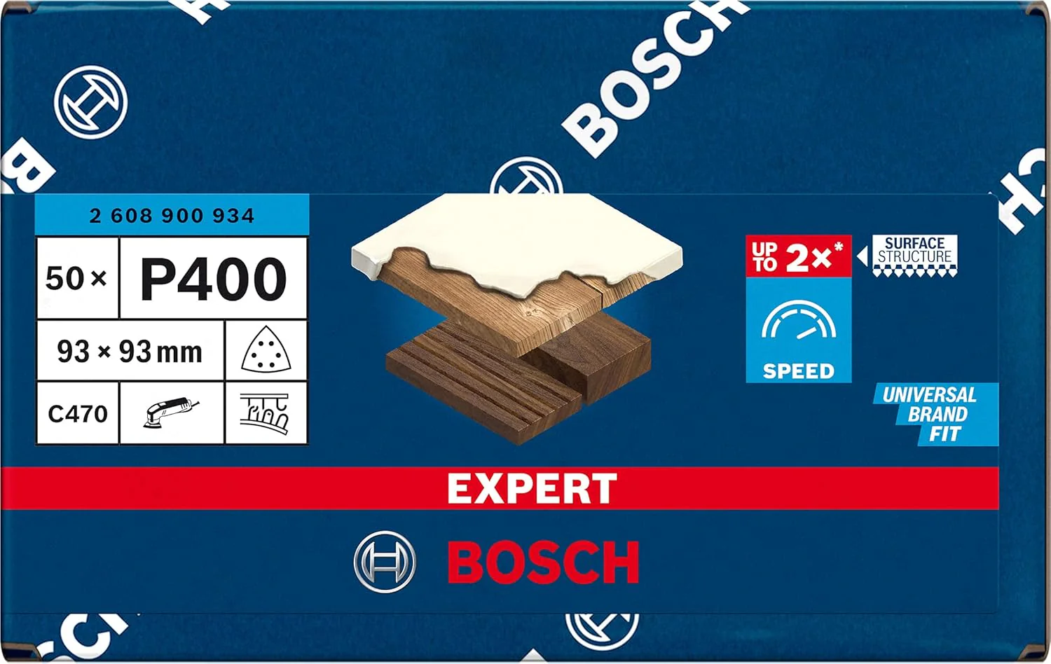 Bosch 50x EXPERT C470 Schleifblatt (für Farbe auf Holz, Hartholz, Ø 93x93 mm, Körnung 400, Professio - Image 2