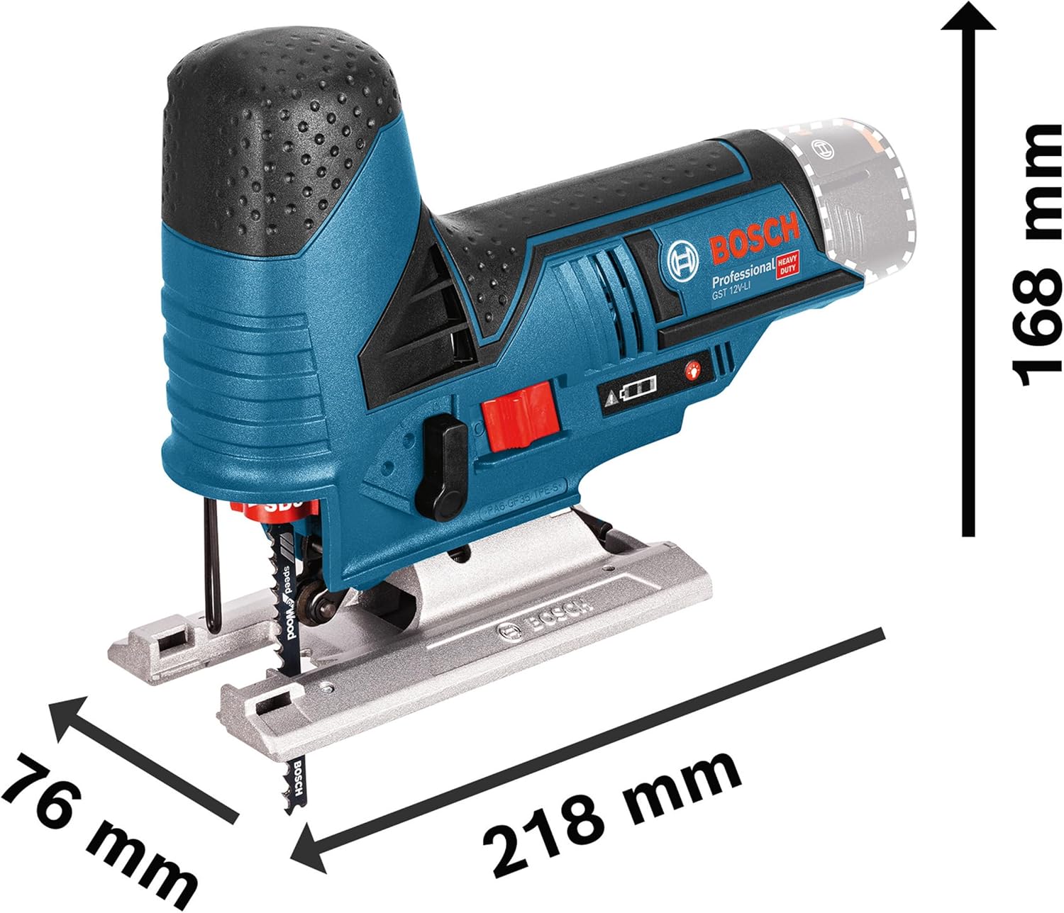 Bosch Professional 12V System Akku Stichsäge GST 12V-70 (2x Sägeblatt, Gleitschuh, Spanreissschutz, - Image 2