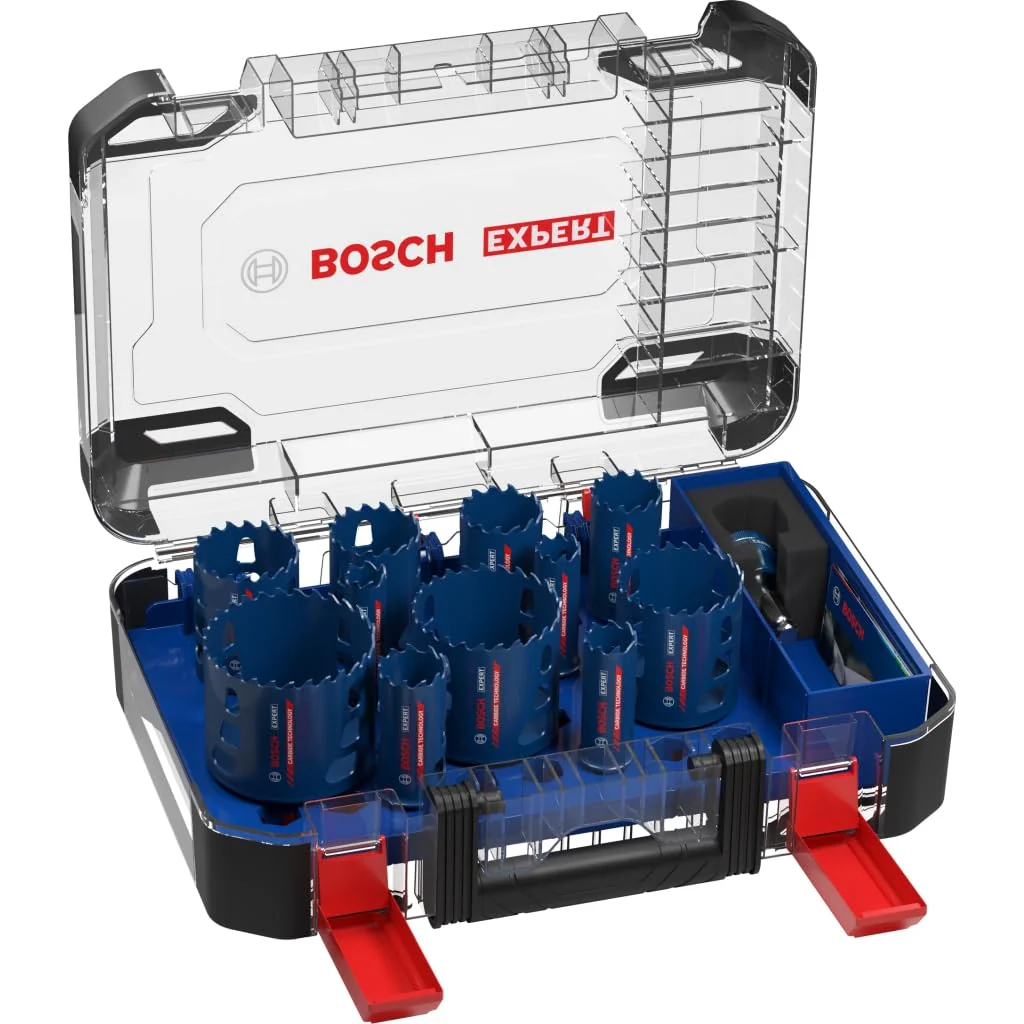 Bosch Professional 14 tlg. Expert Tough Material Lochsäge Set (für Holz mit Metall, Ø 20-76 mm, Zube